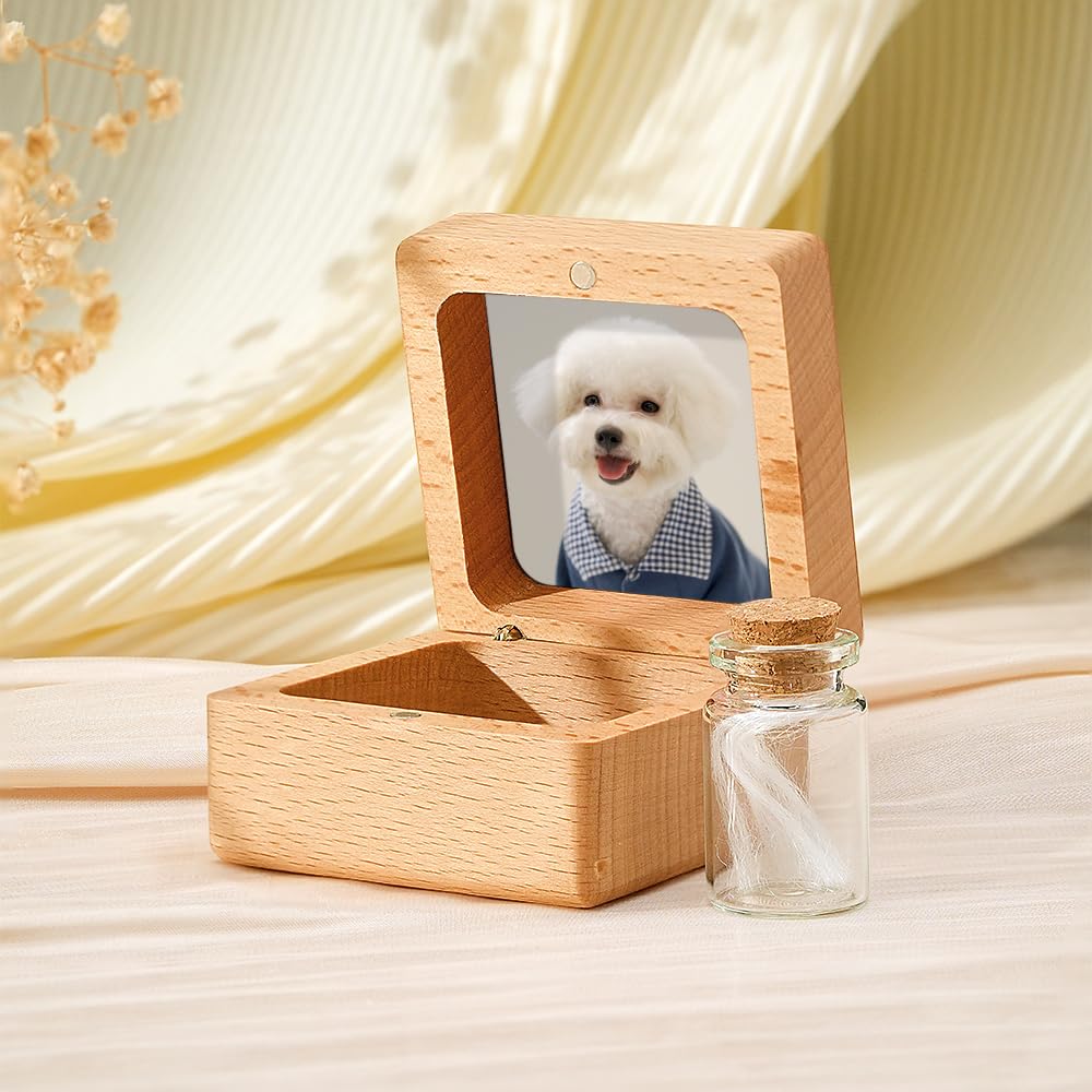 Personalized Pet Memorial Box - Custom Engraved Wooden Keepsake for Dog & Cat Hair, Ashes & Photos - Unique Pet Loss Gift for Pet Lovers - Perfect for Home Memorial Display & Pet Remembrance Ceremonies