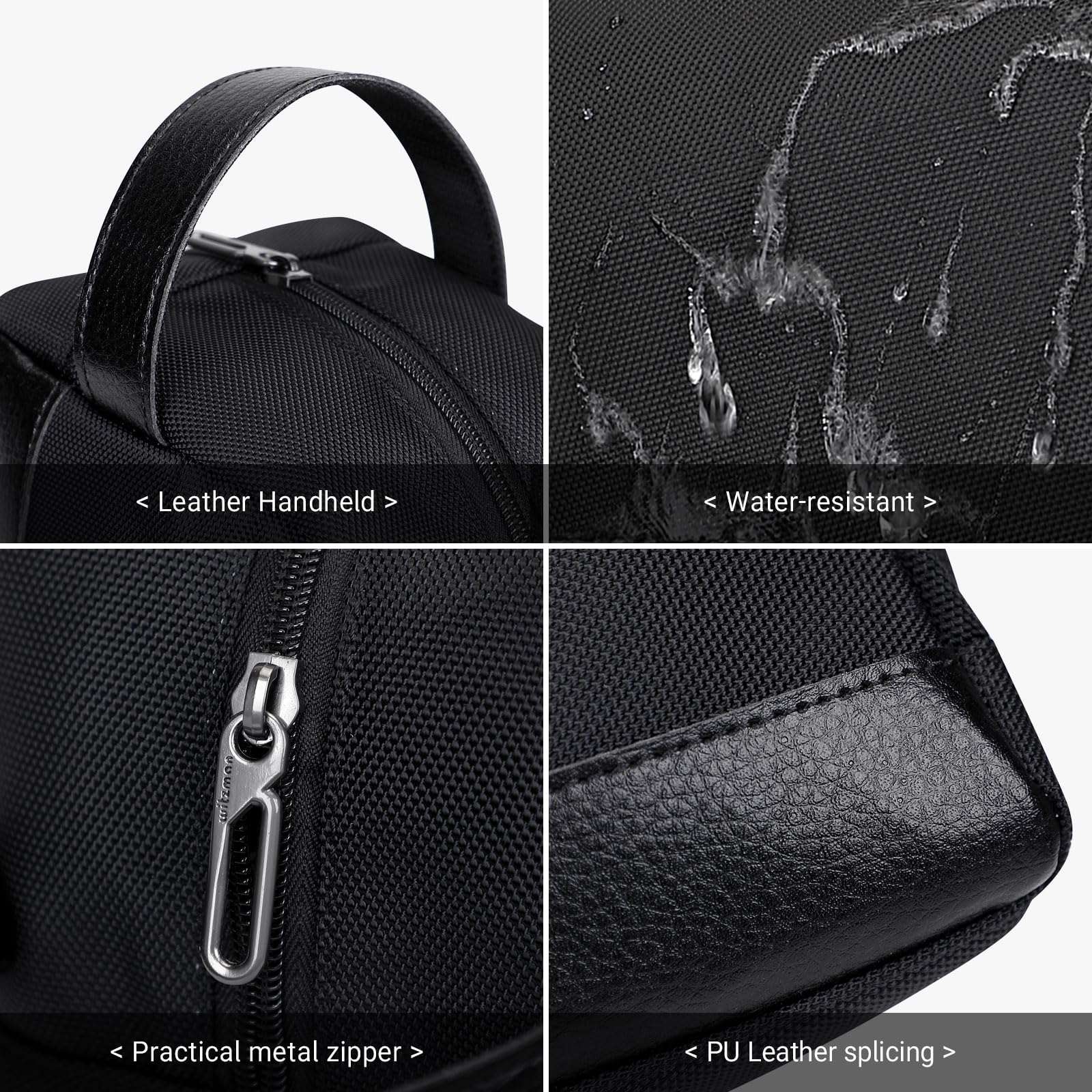 WITZMAN Water-Resistant Hanging Travel Toiletry Bag for Men & Women - Lightweight Shaving Dopp Kit & Cosmetic Organizer (B692 Black) - Perfect for Camping, Gym, Business Trips & Vacation Essentials