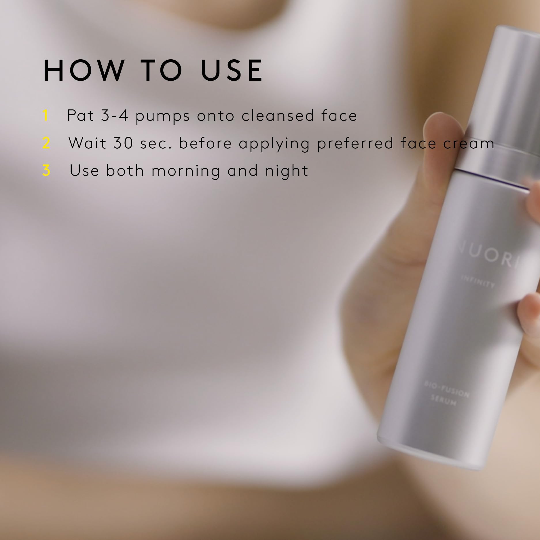 NUORI Infinity Bio-Fusion A+ Serum - Brightening & Firming Face Serum for All Skin Types, Anti-Aging Treatment with Hyaluronic Acid, 30ml | Perfect for Daily Skincare Routine & Nighttime Rejuvenation