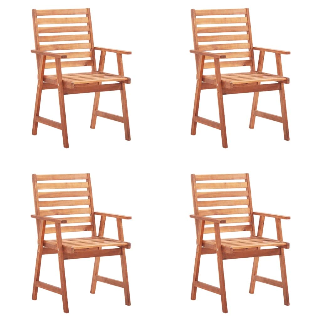 4-Piece Acacia Wood Patio Dining Chairs Set with Cushions - Waterproof & Durable for Indoor/Outdoor Use - Perfect for Garden, Backyard, Dining Room & Modern Kitchen Decor