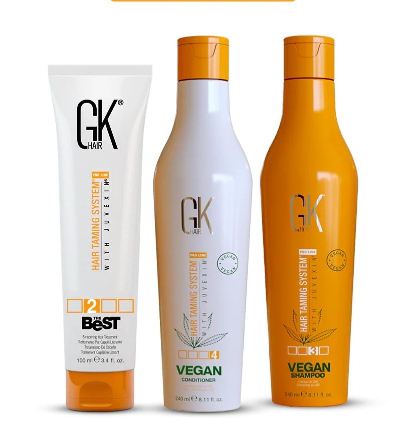 GK HAIR Vegan Shampoo & Conditioner Set (8.1oz) with Keratin Treatment (3.4oz) | Sulfate-Free Hair Care Kit for Smooth, Nourished & Healthy Hair | Perfect for Daily Use, Damaged Hair Repair & Salon-Quality Results at Home