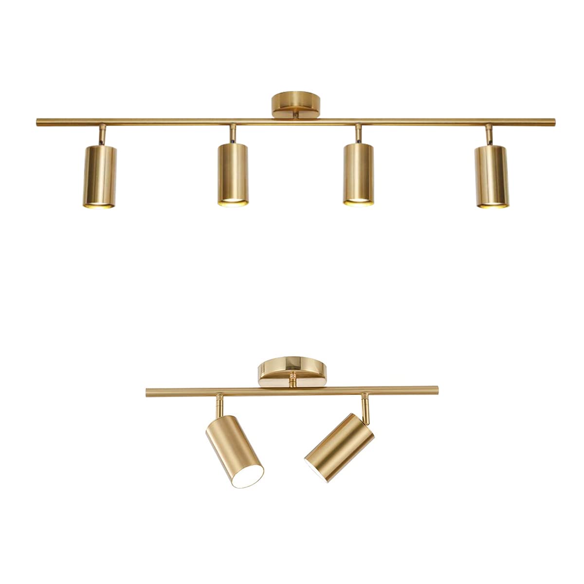 BOKT Gold Adjustable Ceiling Track Light - 2 or 4 Light Industrial Spotlight Fixture with Directional Lighting for Living Room, Dining Room & Bedroom | Modern Home & Office Lighting Solution