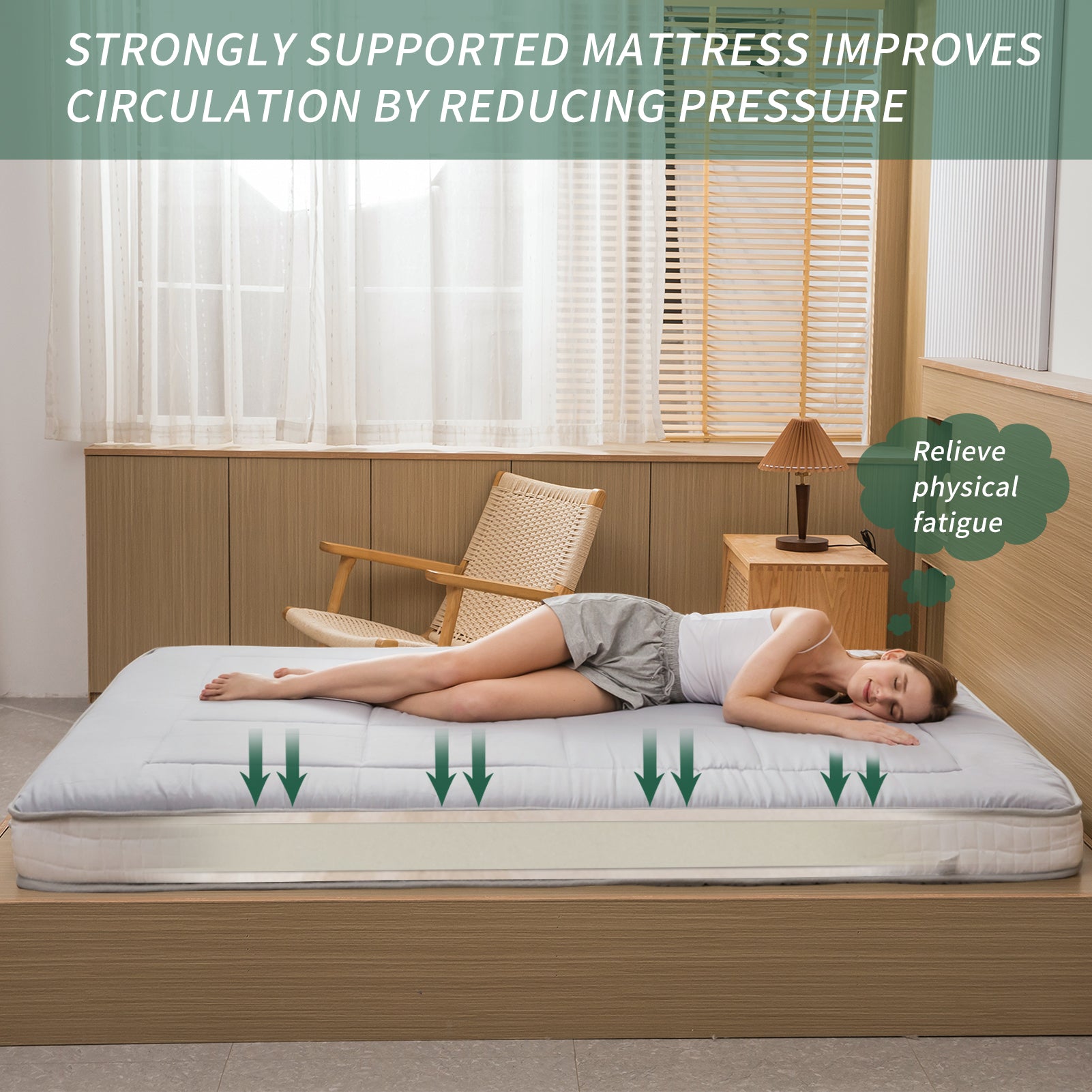 MAXYOYO Japanese Floor Mattress - Extra Thick Padded Tatami Mat for Sleeping & Lounging, Grey Style | Perfect for Guest Beds, Meditation, Yoga & Small Space Living
