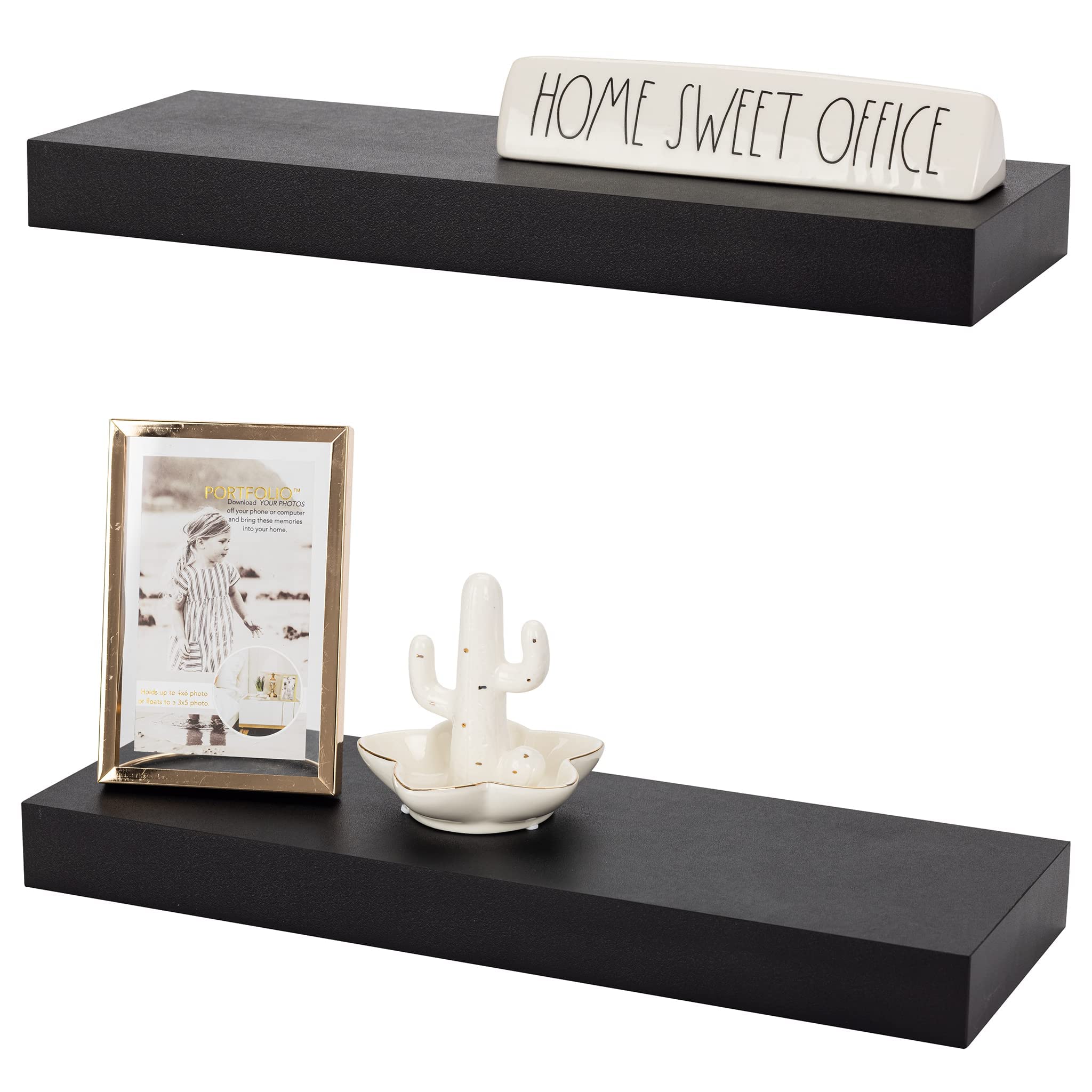 Sorbus Floating Shelf Set - Rustic Engineered Wood Wall Shelves for Home Decor, Books, Photos & Trophy Display - Perfect for Living Room, Bedroom & Office Organization