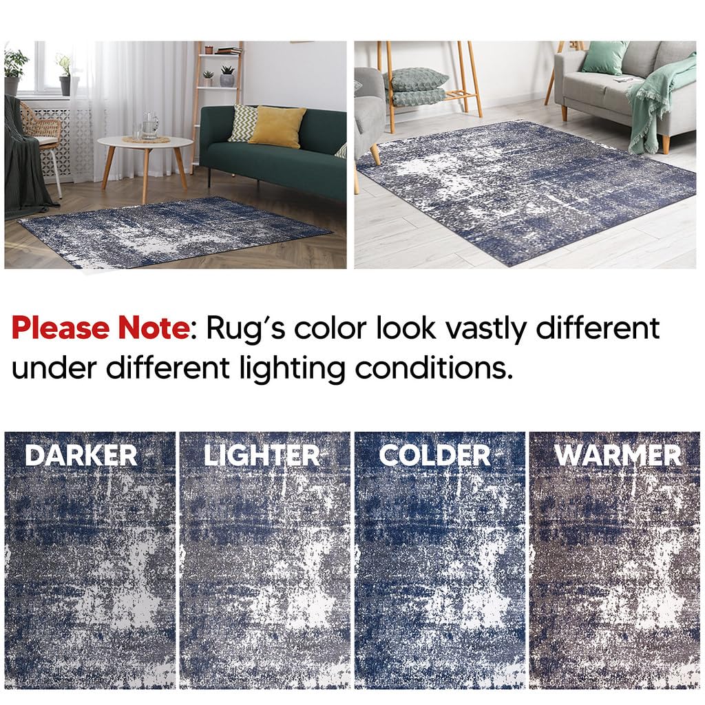 Premium Non-Shedding Abstract Area Rug 8x10 - Soft Modern Kitchen Rug, Living Room Carpet, Bedroom Floor Mat, Dining Room & Entryway Decor - 7'3
