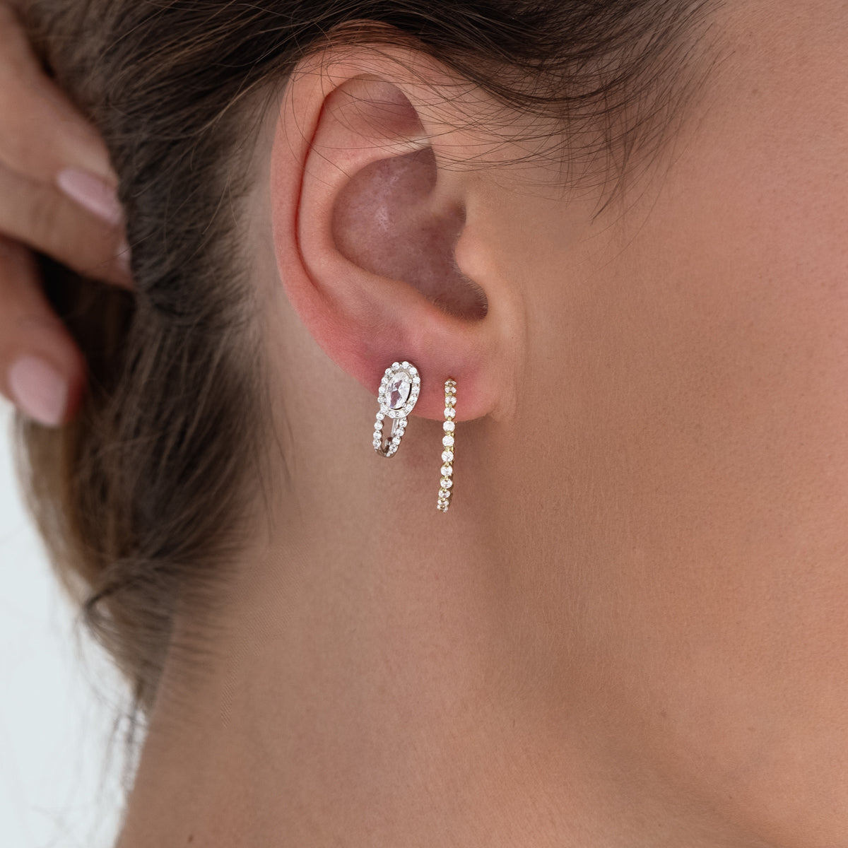 14K Gold Floating Diamond Hoop Earrings for Women - Elegant Dangle Earrings for Party, Wedding & Everyday Wear