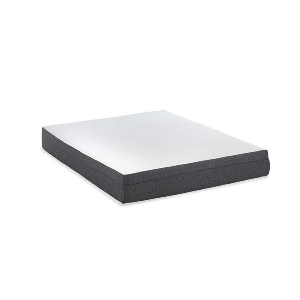 Pemberly Row 10 Inch Gel Memory Foam Twin Size Long Mattress with Model T Bed Frame - White | Perfect for Guest Rooms, Dormitories & Small Spaces