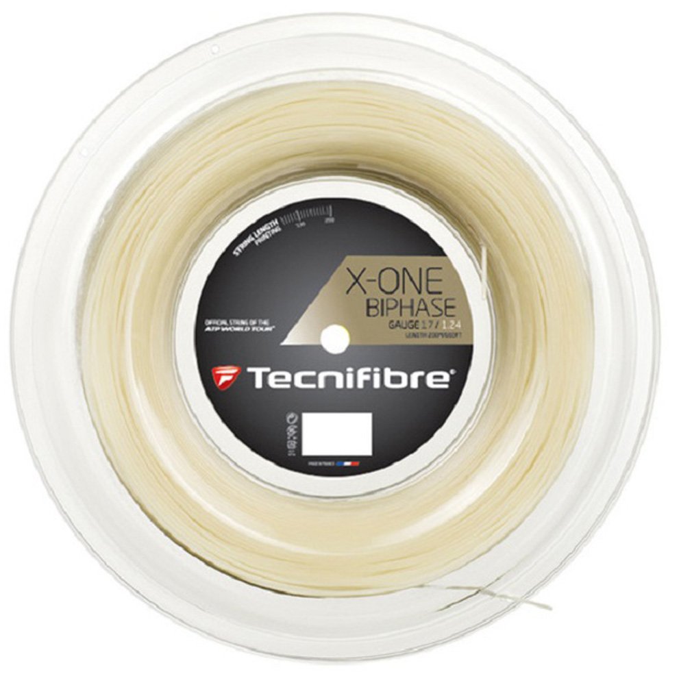 Tecnifibre X-One Biphase Tennis String Reel 660ft Natural Gauge 1.30mm | Premium Polyester String for Power & Control | Perfect for Competitive Play & Tournament Matches