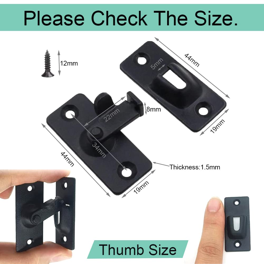 WANLIAN 90 Degree Mini Door Latch - Sliding Door Lock, Screen Door Latch, Pocket Door Latch - Secure Your Home, Office & RV Doors