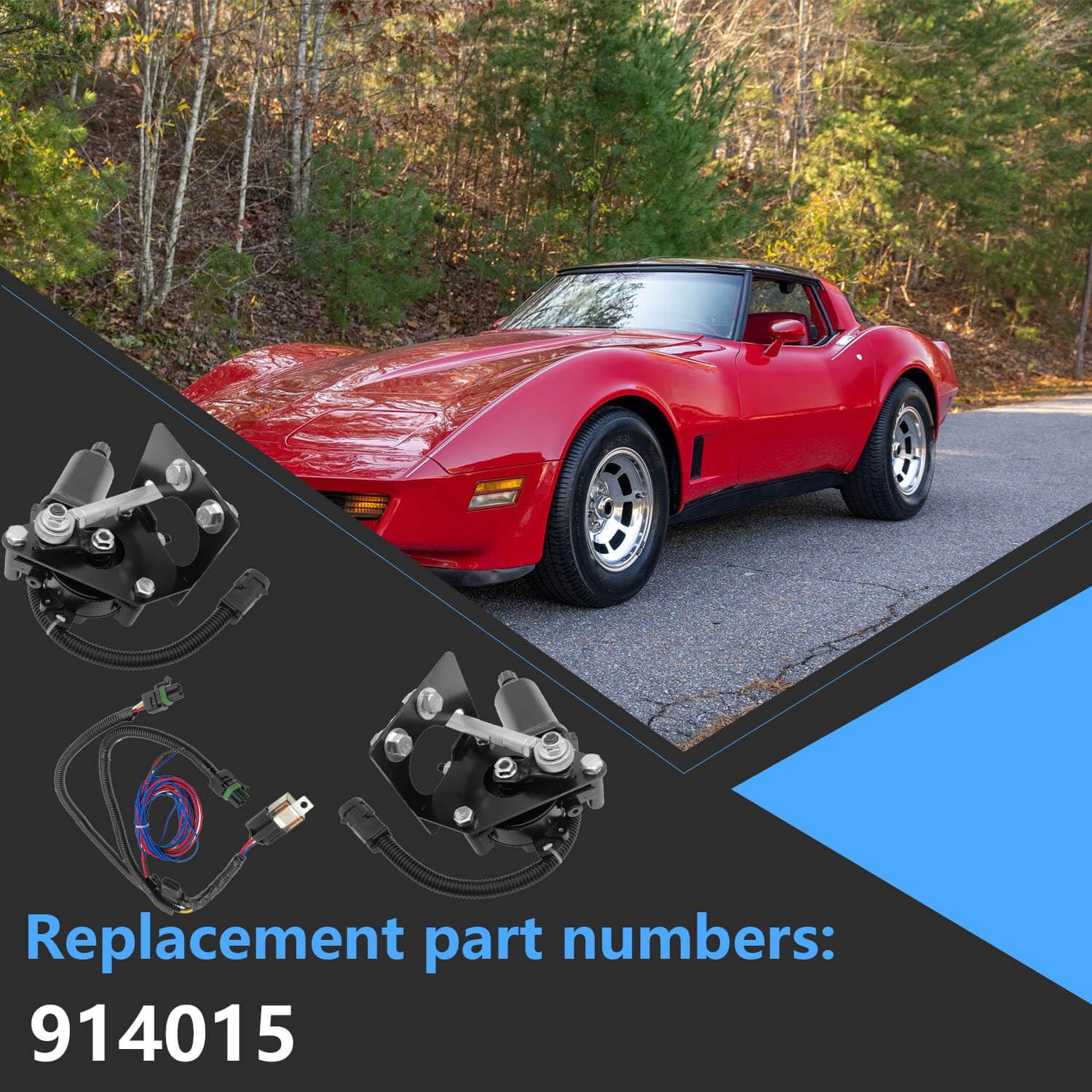 Chevrolet Corvette C3 1968-1982 Electric Headlight Headlamp Motor - Front Left & Right 4-Pins Replacement (Part #914015) | Perfect for Night Driving & Car Restoration Projects