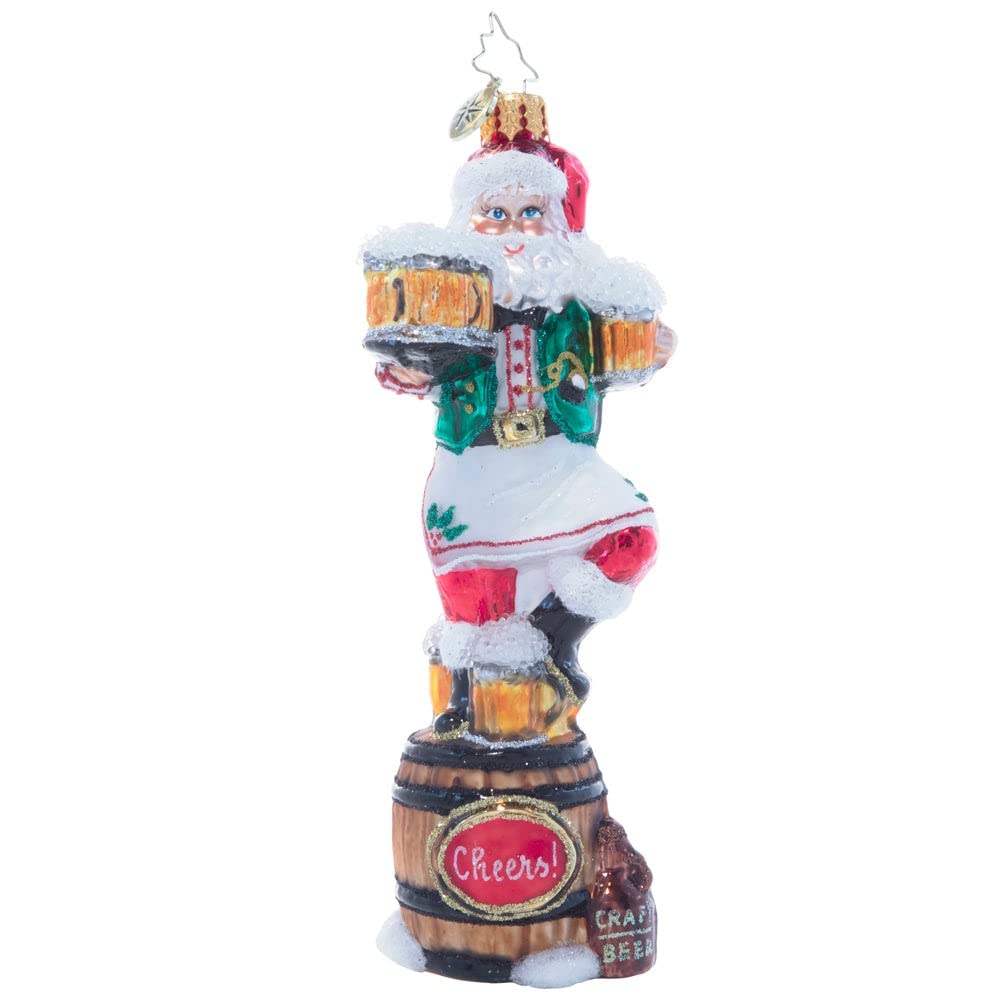 Christopher Radko Hand-Blown European Glass Christmas Ornament - Three Cheers for Santa - Holiday Tree Decor for Home, Office & Gift Giving