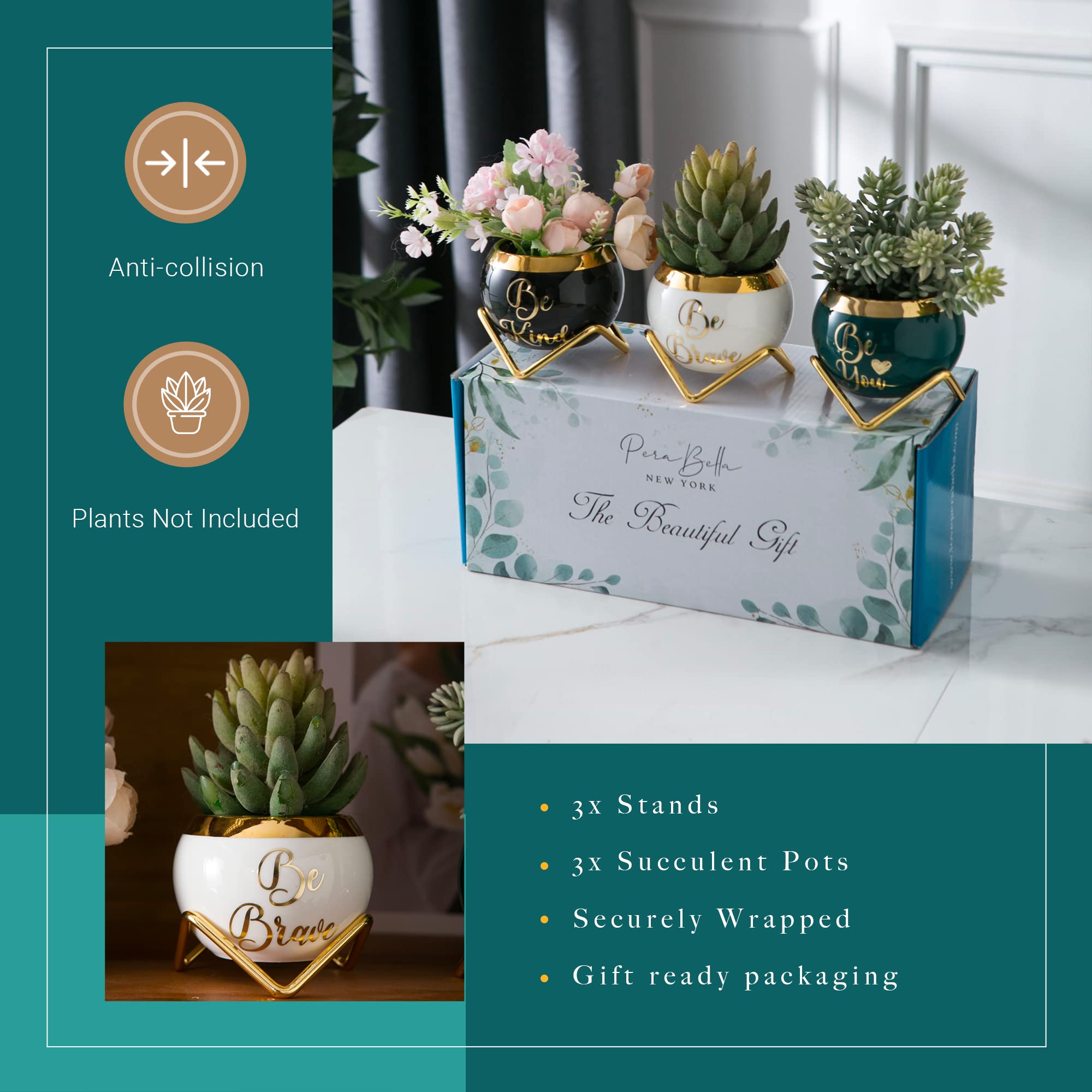 PeraBella Inspirational Gifts for Women - Spiritual Elephant Succulent Planter Set of 3 | Thoughtful Present for Female Friends, Valentine's Day, Wife | Perfect for Home Decor, Office Desk & Meditation Space
