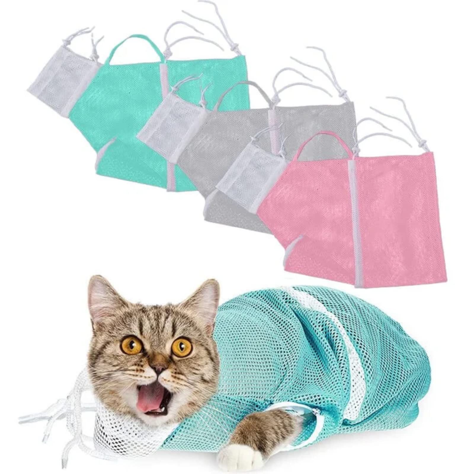 Breathable Adjustable Cat Grooming Bag for Bathing & Nail Trimming - Pet Restraint Carrier for Dogs & Puppies - Perfect for Stress-Free Shower Time & Vet Visits