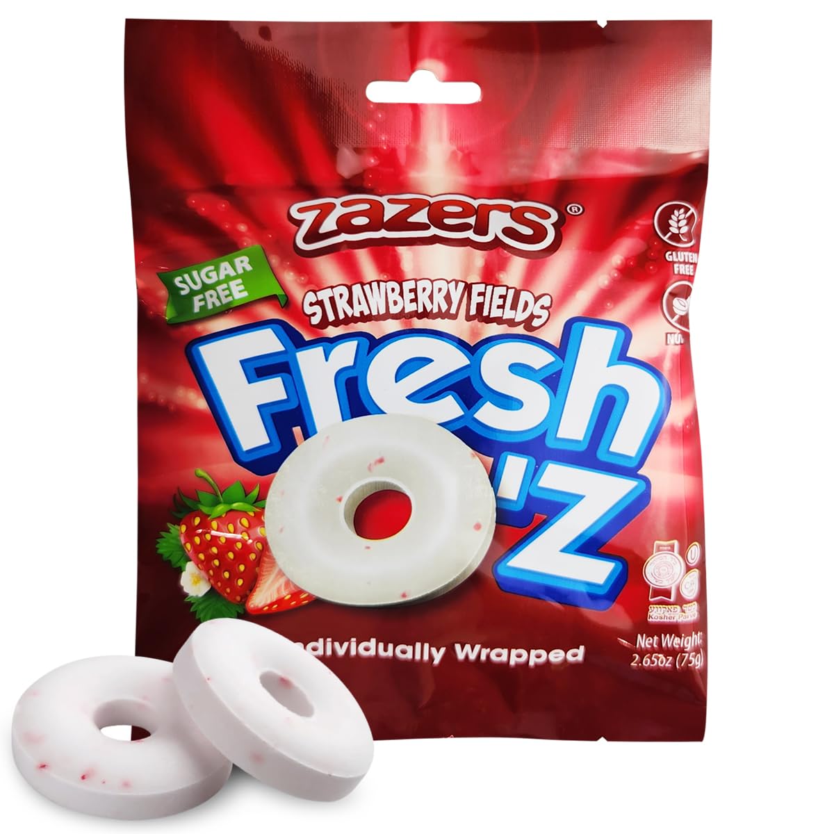 Sugar Free Strawberry Flavored Candy - Fresh Breath Mints, Individually Wrapped, Nut Free, 2.65oz Pack - Perfect for On-the-Go, Office, Travel & After Meals