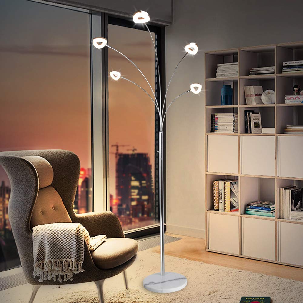 PADMA LED Floor Lamp with Rotatable Head - Dimmable Modern Standing Light with Crystal LED Beads for Eye Protection | 3000K Warm White Lighting for Living Room, Bedroom, Office & Corner | Perfect for Reading, Relaxing & Ambient Lighting