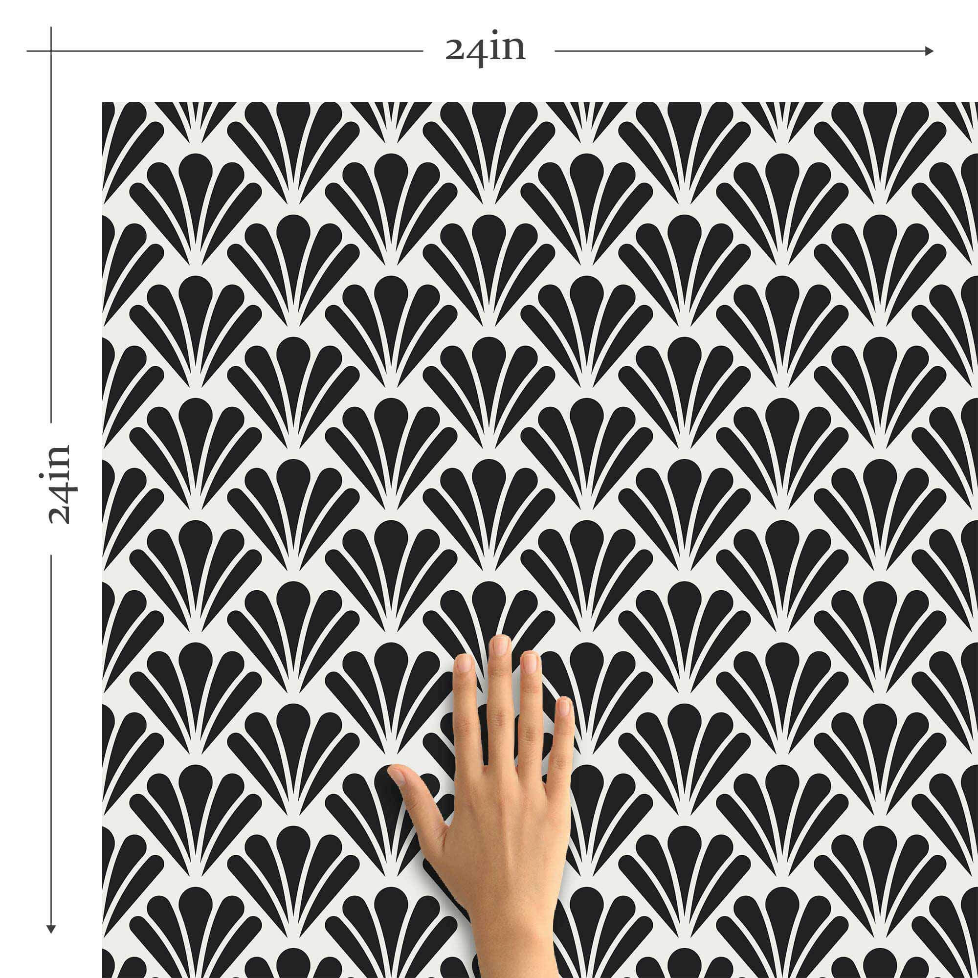 Black and White Shell Peel and Stick Removable Wallpaper - Self-Adhesive Decorative Wall Covering for Bedroom, Living Room, Office - Easy to Apply & Remove - Pattern #4009