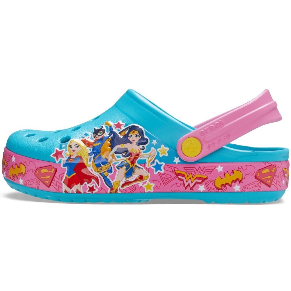 Crocs DC Super Hero Band Clogs for Girls - Toddler & Little Kid Sizes | Lightweight & Comfortable Water Shoes for Playtime, Beach & Everyday Wear