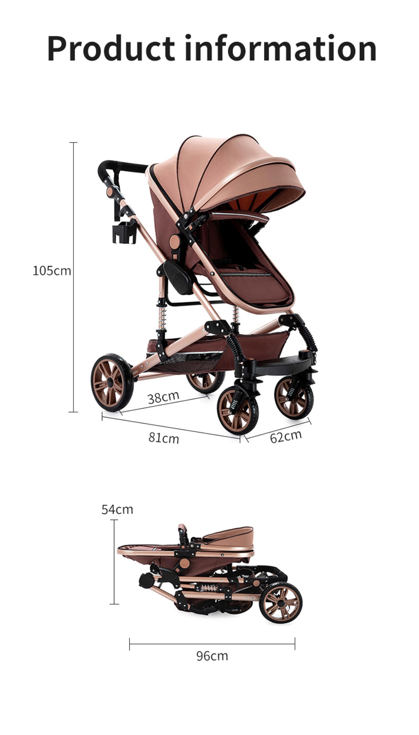 2 in 1 Convertible Baby Stroller with Bassinet - Reversible Infant Pushchair & Toddler Pram | Portable, Foldable & Lightweight for Newborns | Perfect for Travel, Shopping & Outdoor Walks (739 Red)