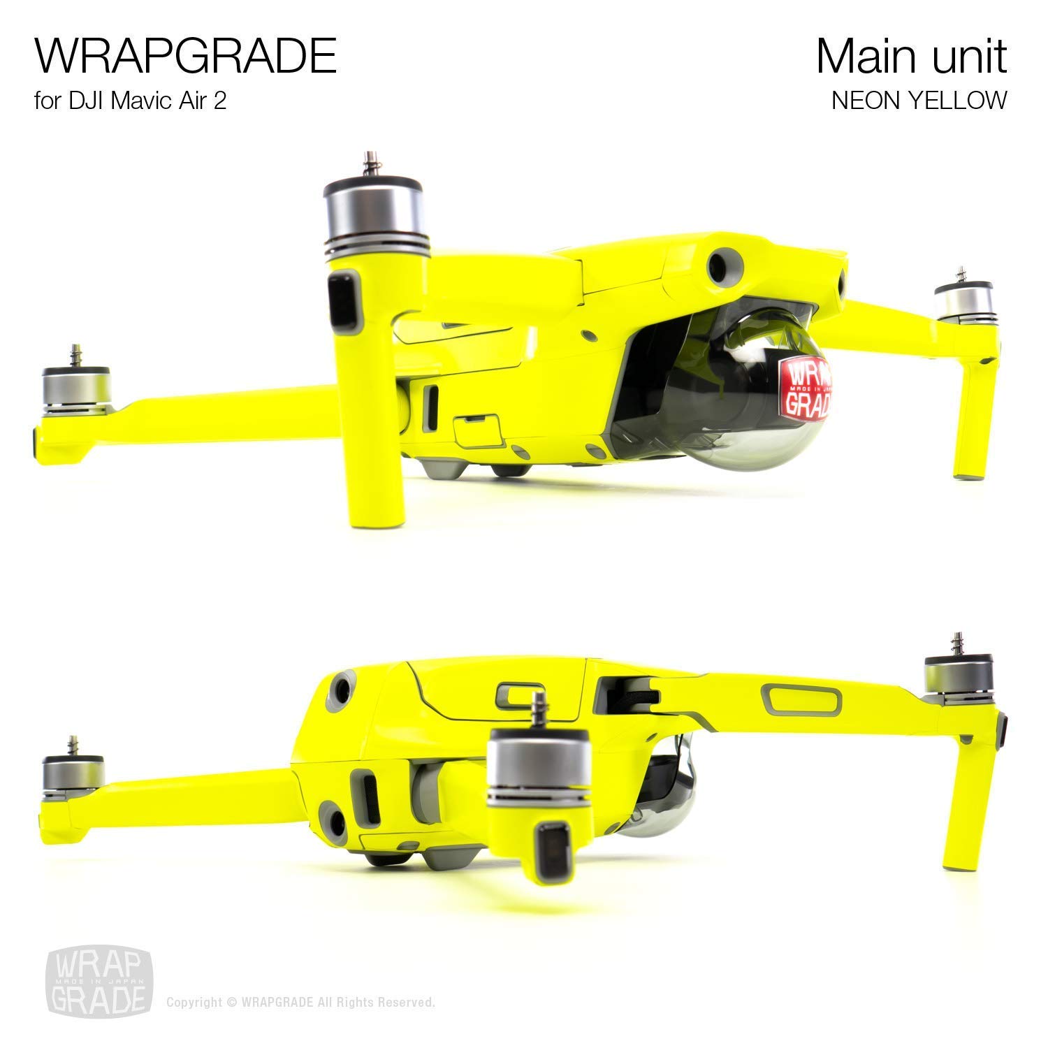 DJI Mavic Air 2 Skin Set - Full Body Wrap + Remote Controller Cover + 2 Battery Skins in Neon Yellow | Protective Decal for Drone Accessories | Perfect for Outdoor Flying, Aerial Photography & Travel Protection