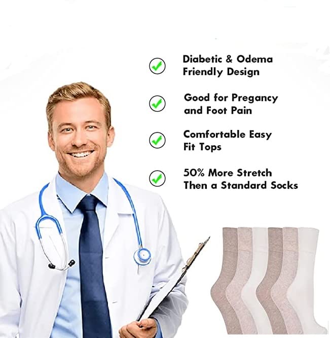 COSHAL® 3 Pairs Women's Diabetic Socks - Wide Honeycomb Top, Soft Cuff Ankle, Medium-Elastic Grip, Non-Binding Circulatory Socks for Sensitive Feet (Size 4-7) | Perfect for Daily Wear, Diabetes Care & Improved Blood Circulation