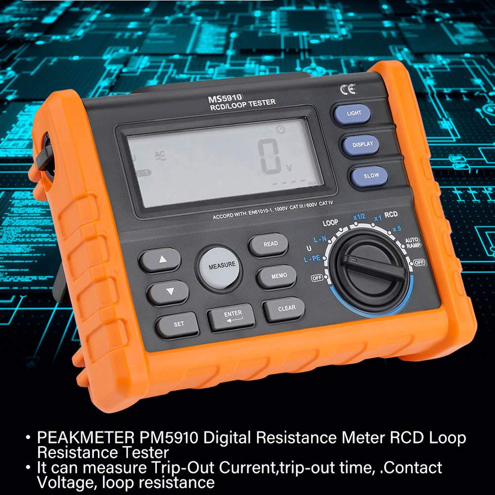 Oumefar Digital RCD Loop Tester Multimeter - USB Interface, Trip Current Measurement, No Batteries Needed | Perfect for Electricians, Home DIY & Electrical Safety Testing