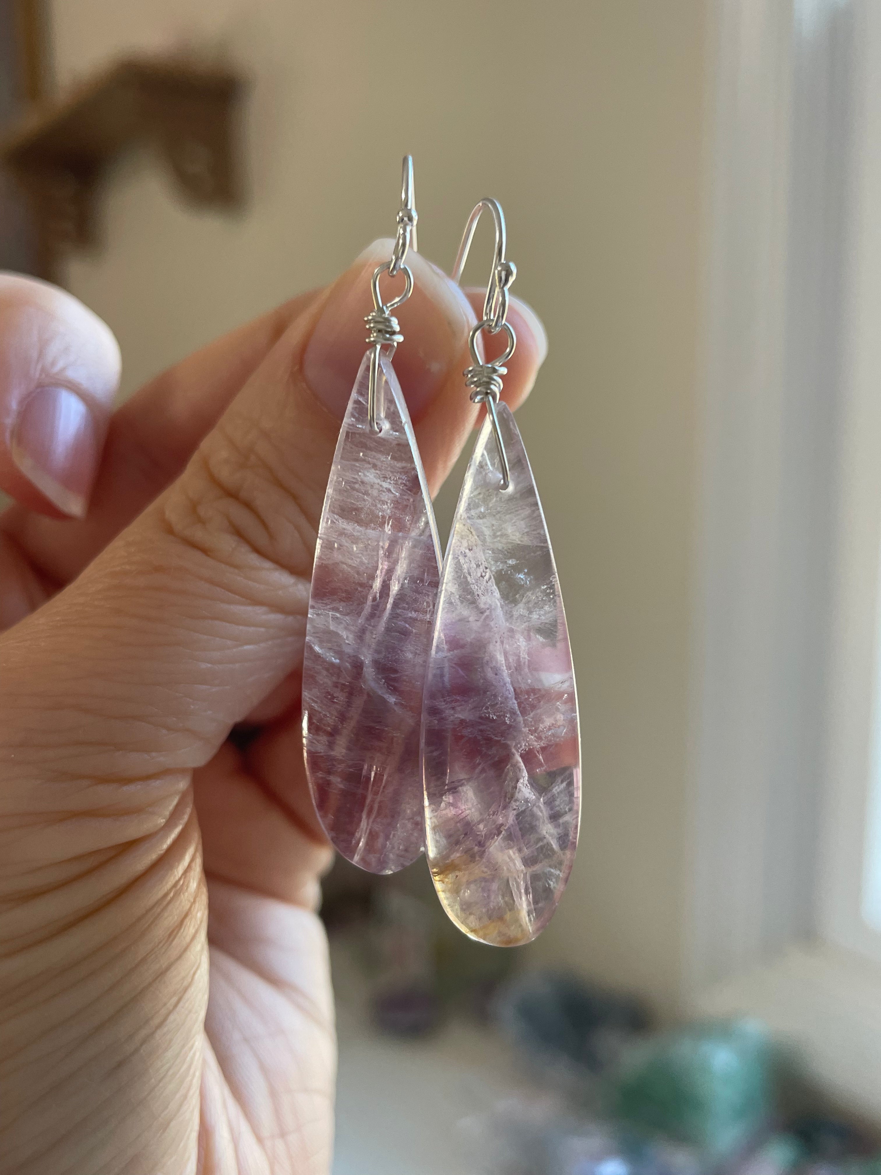 Purple Fluorite Earrings Sterling Silver 925 - Healing Crystal Jewelry for Women, Dainty Studs for Everyday Wear | Perfect for Gifts, Meditation & Energy Balancing
