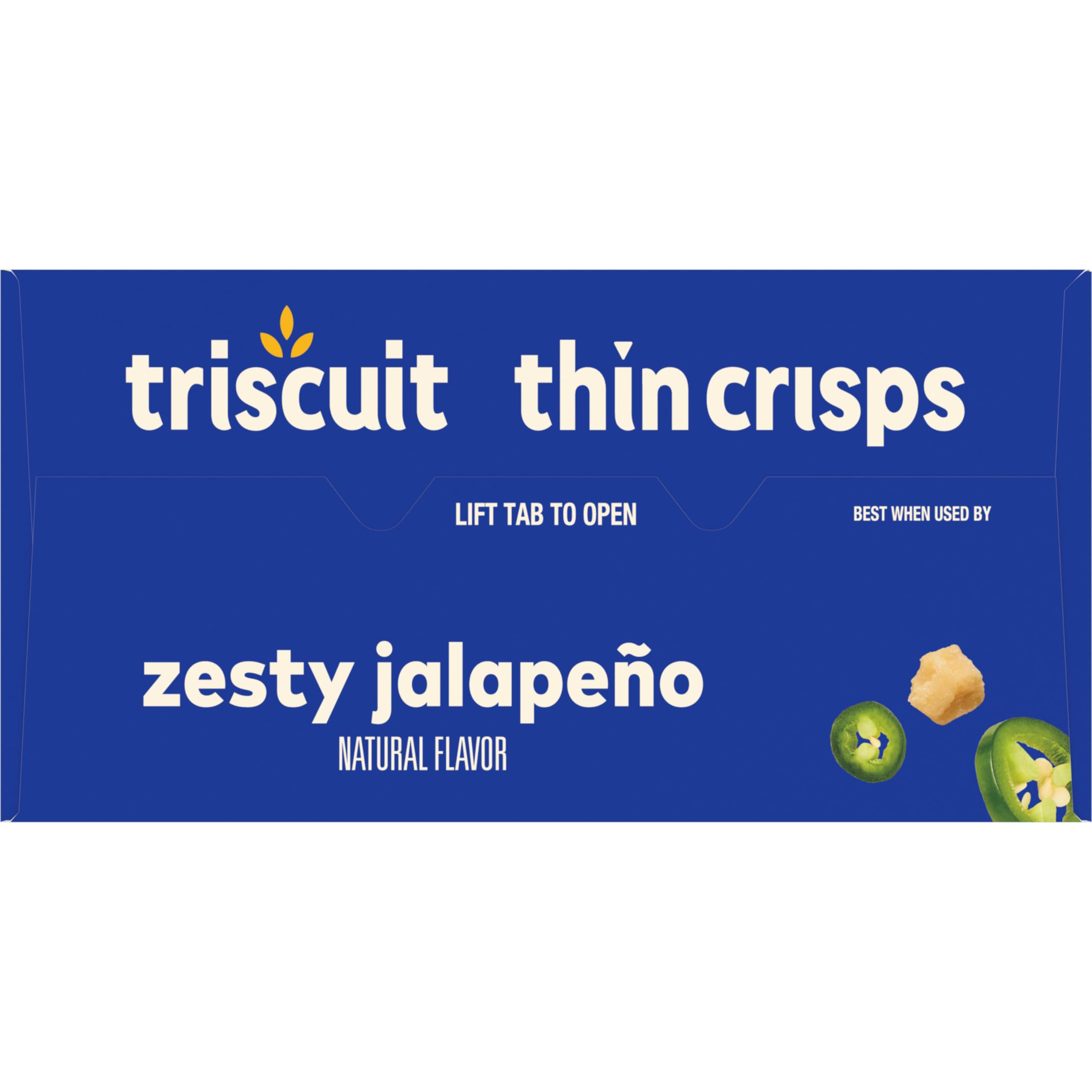 Triscuit Thin Crisps Zesty Jalapeno Whole Grain Wheat Crackers - Healthy Snacks for Lunch, Office & Parties - Bulk Pack of 6 (7.1 oz Each) - Perfect for Picnics, School Snacks & On-the-Go Munching