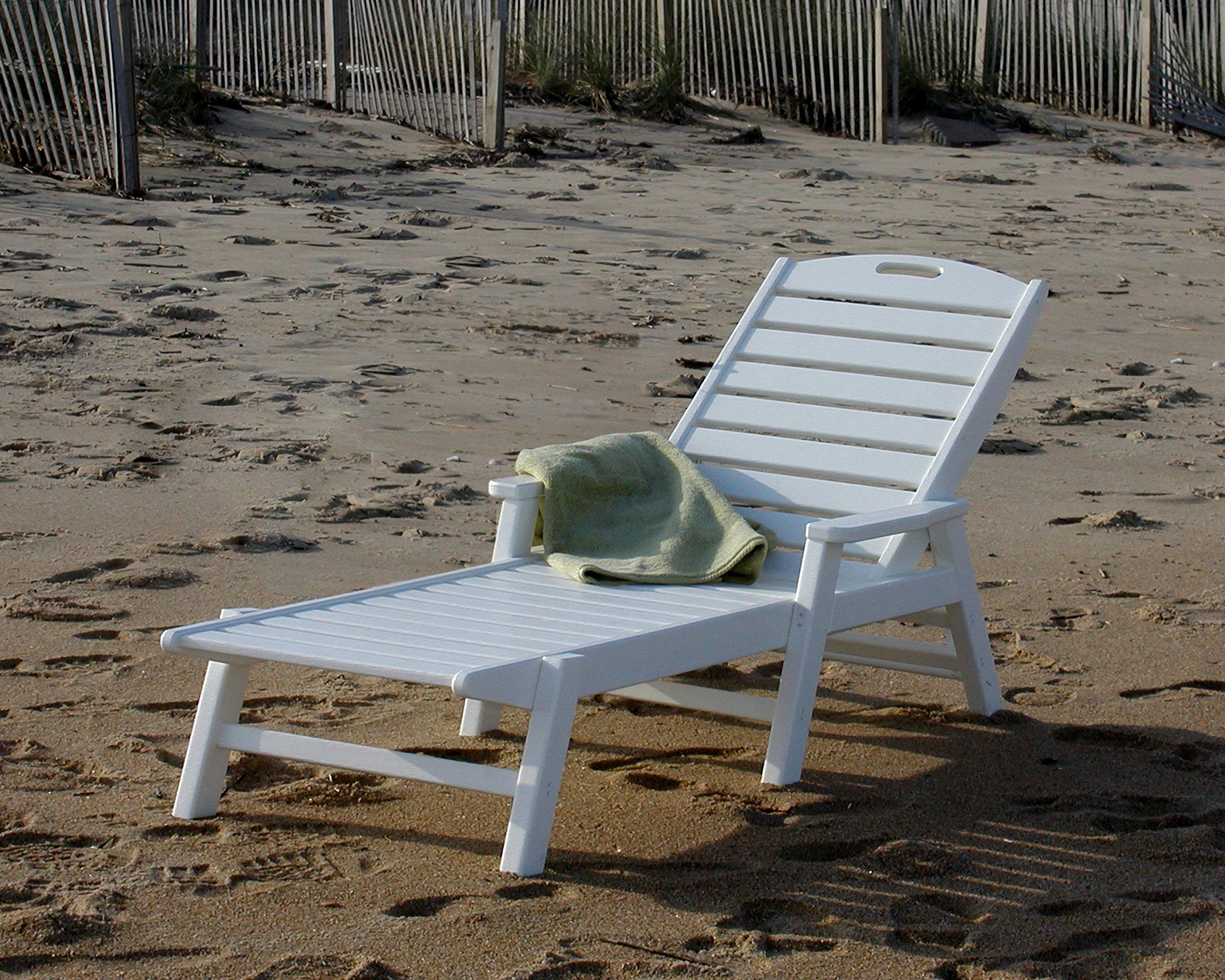 POLYWOOD NCC2280MA-P Nautical Arms Chaise Lounge Chair - Durable Mahogany Outdoor Furniture for Patio, Poolside & Beach Relaxation