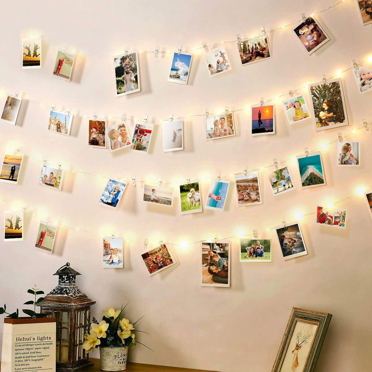 100 LED USB Fairy String Lights with 50 Clear Clips & Remote - Silver Wire Photo Display Lights for Wall Decor, Wedding, Christmas Party | Perfect for Bedroom, Living Room, Nursery & Outdoor Decorations