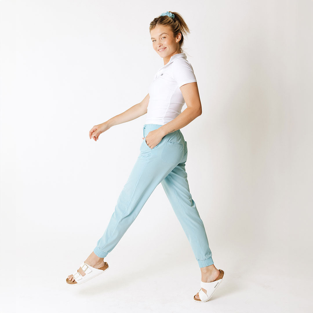 Destination Joggers for Women - Comfortable Aqua Blue Lounge Pants for Yoga, Travel & Casual Wear | Soft Stretchy Athletic Pants