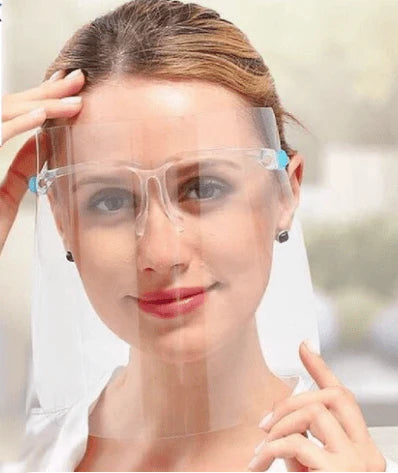 Clear Face Shield with Glasses Frame - Anti-Fog Protective Visor for Safety & Comfort - Ideal for Healthcare Workers, Teachers, and Public Use