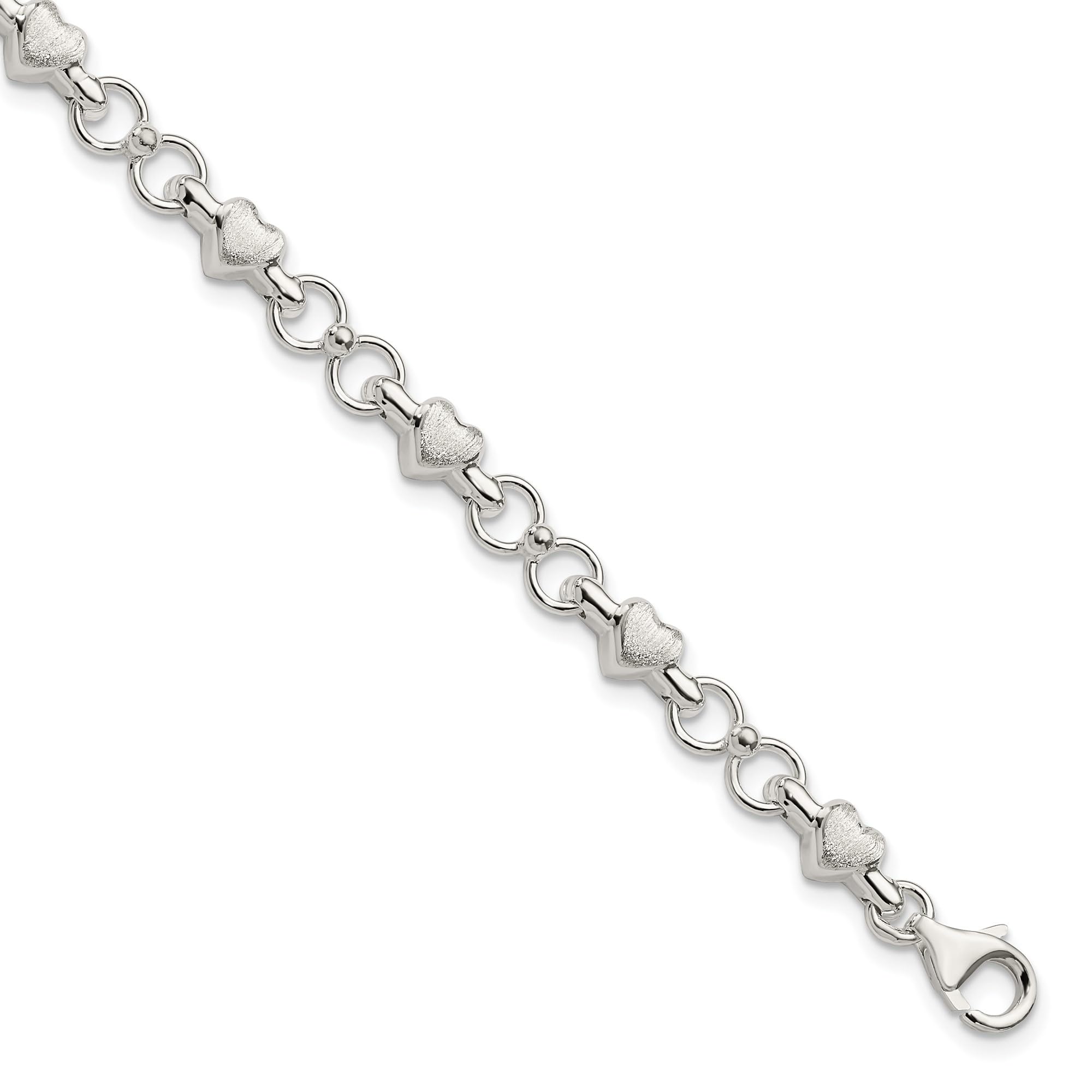 IceCarats 925 Sterling Silver Heart Love Circle Round Chain Charm Bracelet for Women, Gift for Girlfriend, Valentine's Day Jewelry Present