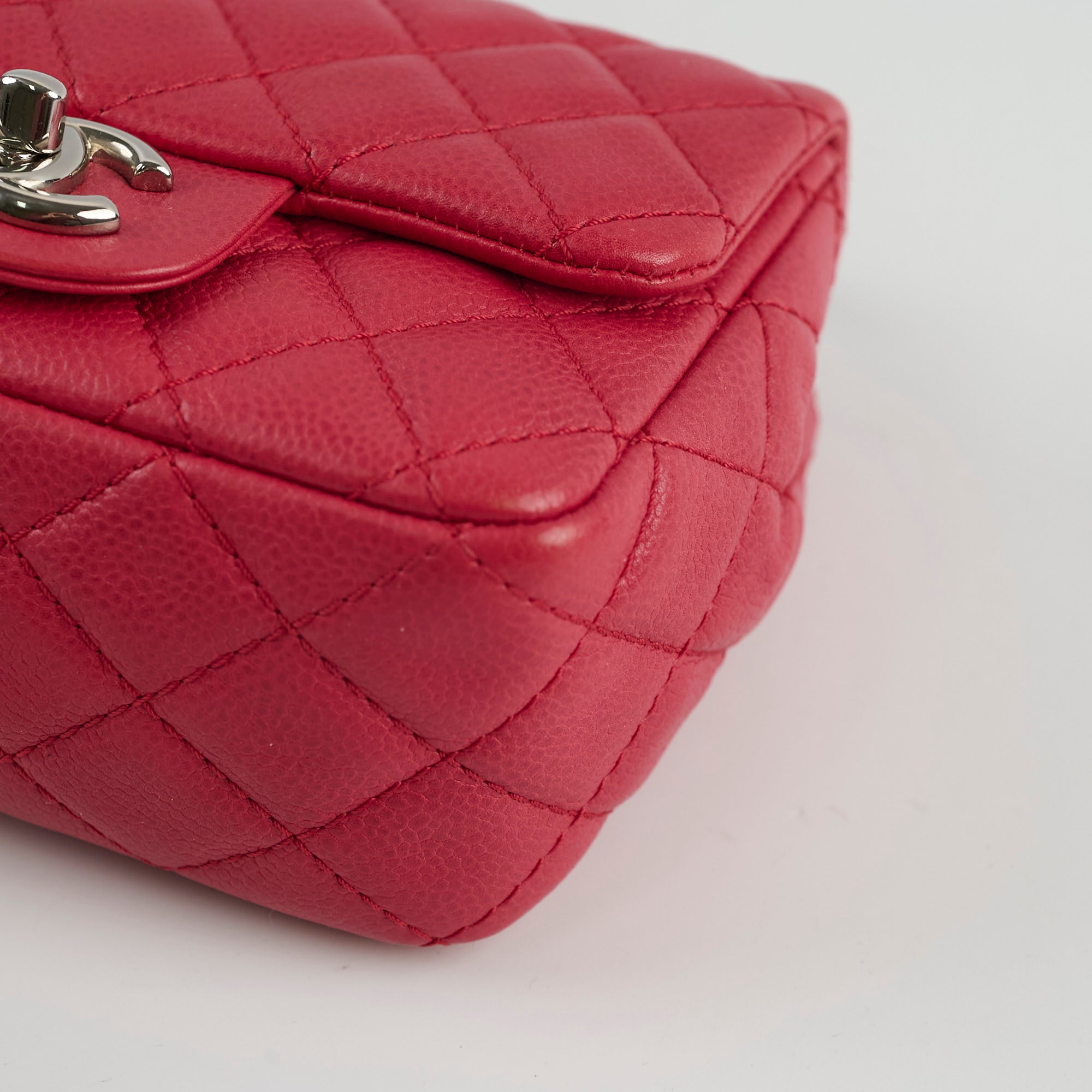 Chanel Caviar Leather Mini Square Flap Bag in Red - Perfect for Evening Parties, Date Nights & Luxury Fashion Accessories