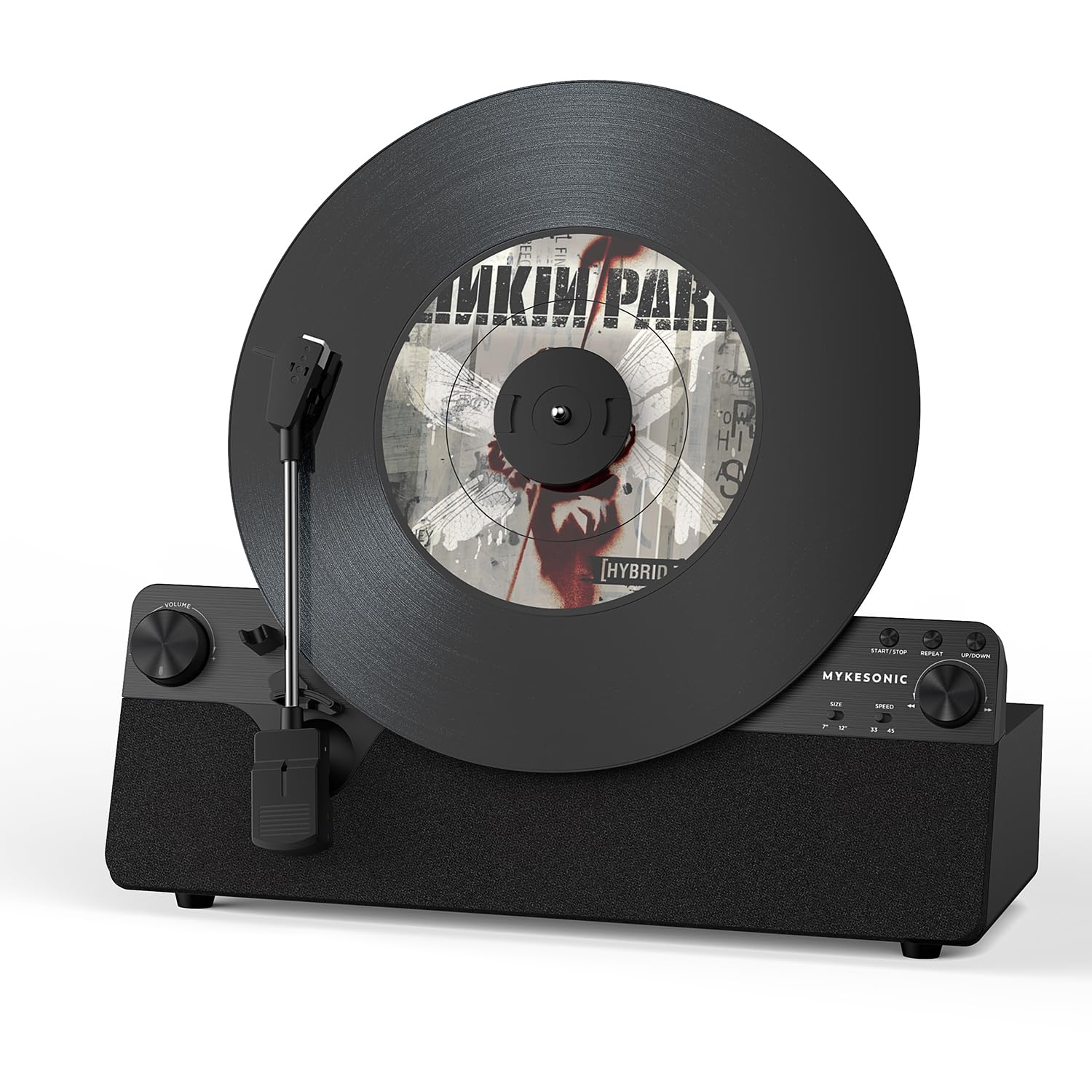 MYKESONIC Vertical Automatic Bluetooth Record Player - Belt Drive Vinyl Turntable with AT-3600L Magnetic Cartridge, Hi-Fi Stereo Speakers, Bluetooth In/Out, Aux & RCA Outputs - Perfect for Home Entertainment, Vinyl Collectors & Retro Music Lovers