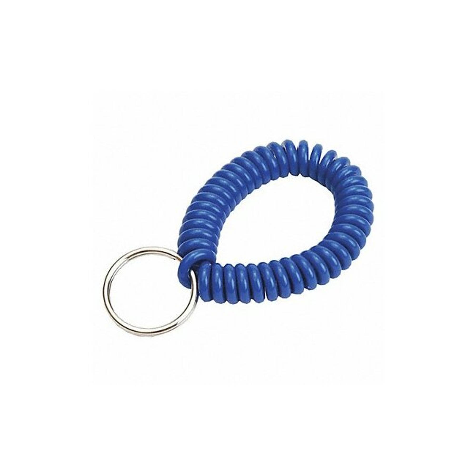 Blue Wrist Coil Key Ring - 2.5 Inch Wide (Pack of 10) - Durable & Flexible Keychain for Gym, Hiking, Work, and Outdoor Activities
