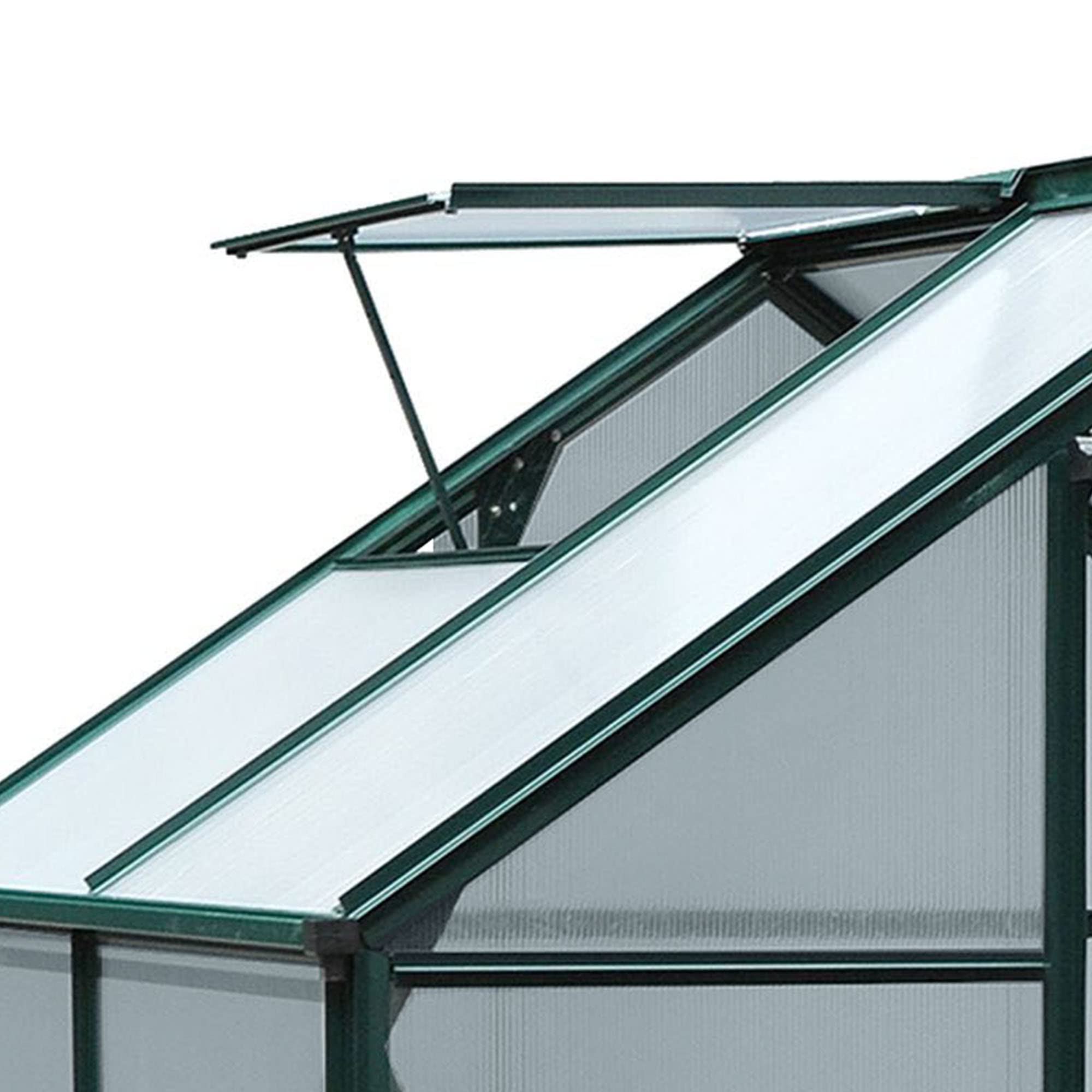 Outsunny 6' x 4' Polycarbonate Walk-in Greenhouse for Outdoor Gardens - Durable Aluminum Frame with Rain Gutter & Roof Vent - Perfect for Backyard, Patio & Home Gardening (Dark Green)