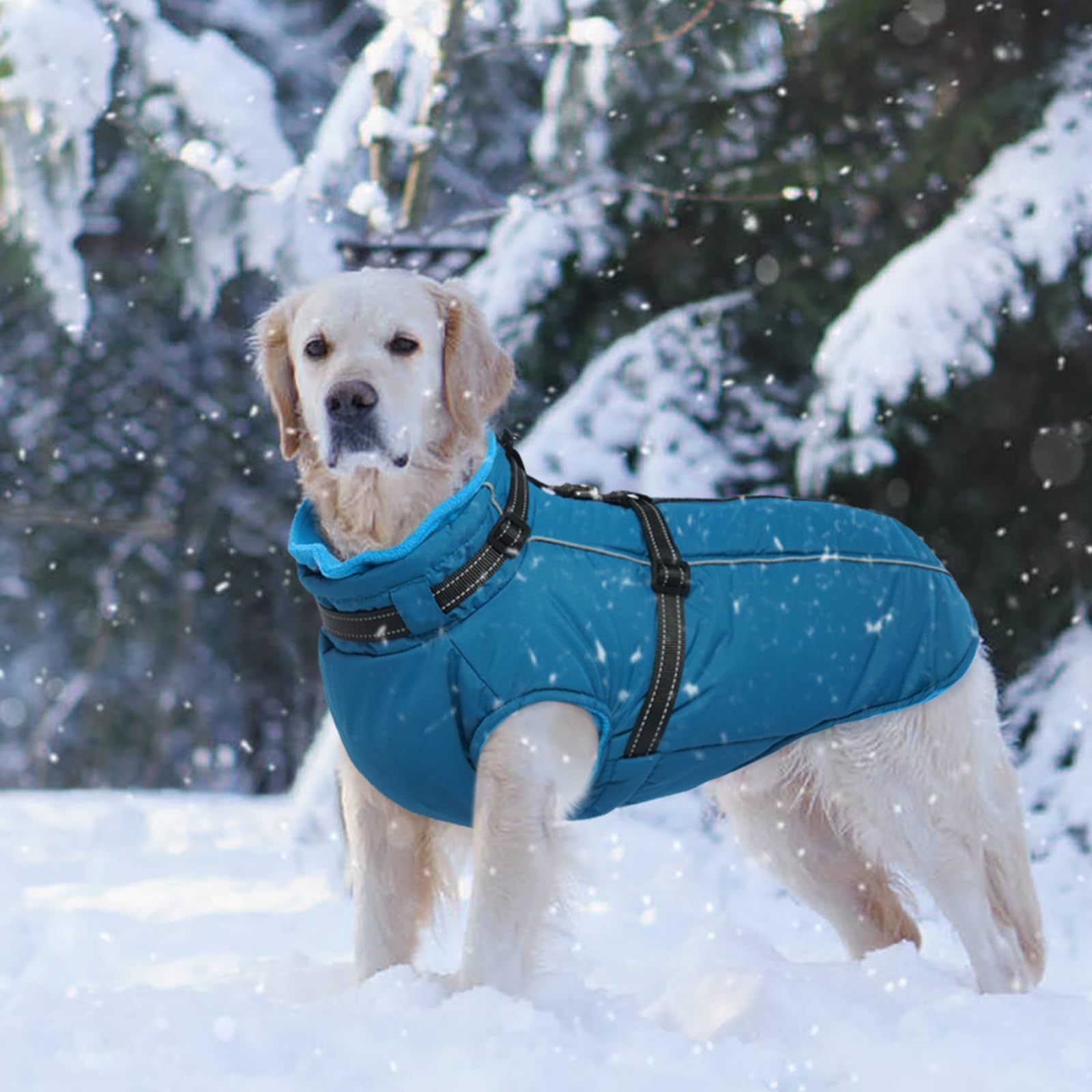 Lelepet Waterproof Reflective Dog Coat with Built-in Harness - XXXL Fleece Winter Jacket for Large Dogs Like Great Danes - Adjustable Zipper for Warmth & Safety in Cold Weather, Rain, and Night Walks