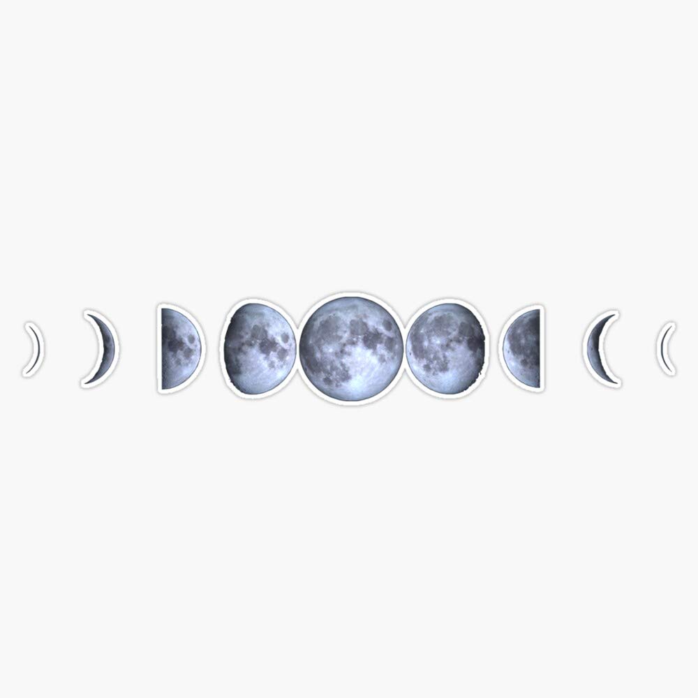 Blue Moon Phases Vinyl Waterproof Sticker Decal - 5 Inch Durable Decorative Sticker for Car, Laptop, Wall, Window & Bumper | Perfect for DIY Home Decor, Office & School Supplies, Gift Wrapping & Scrapbooking