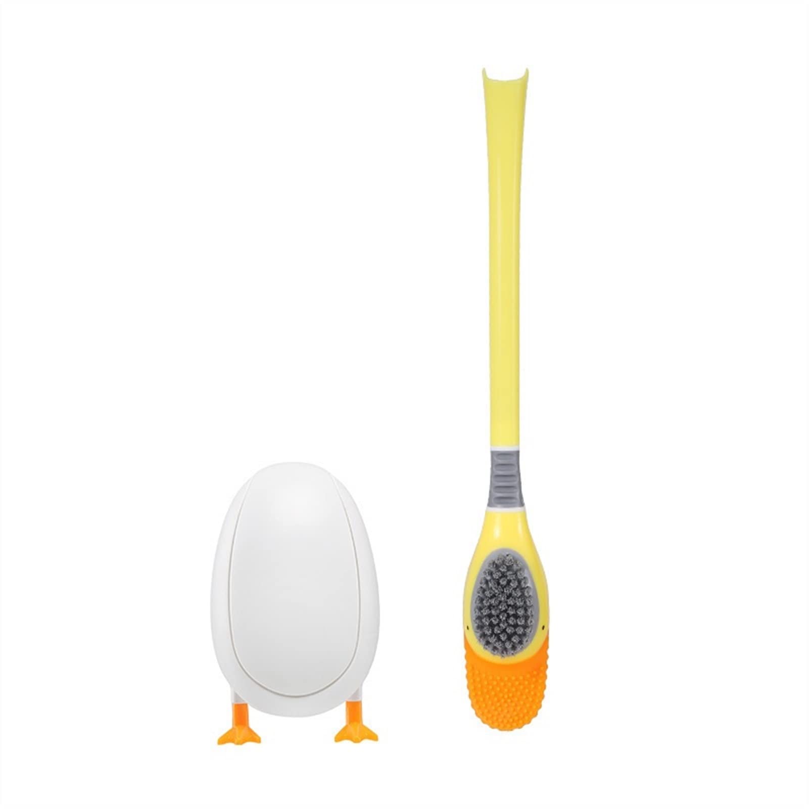 Durable Silicone Toilet Brush Set - Duck Design for Deep Cleaning | Bathroom Essentials (Yellow) for Home & Hotel Use