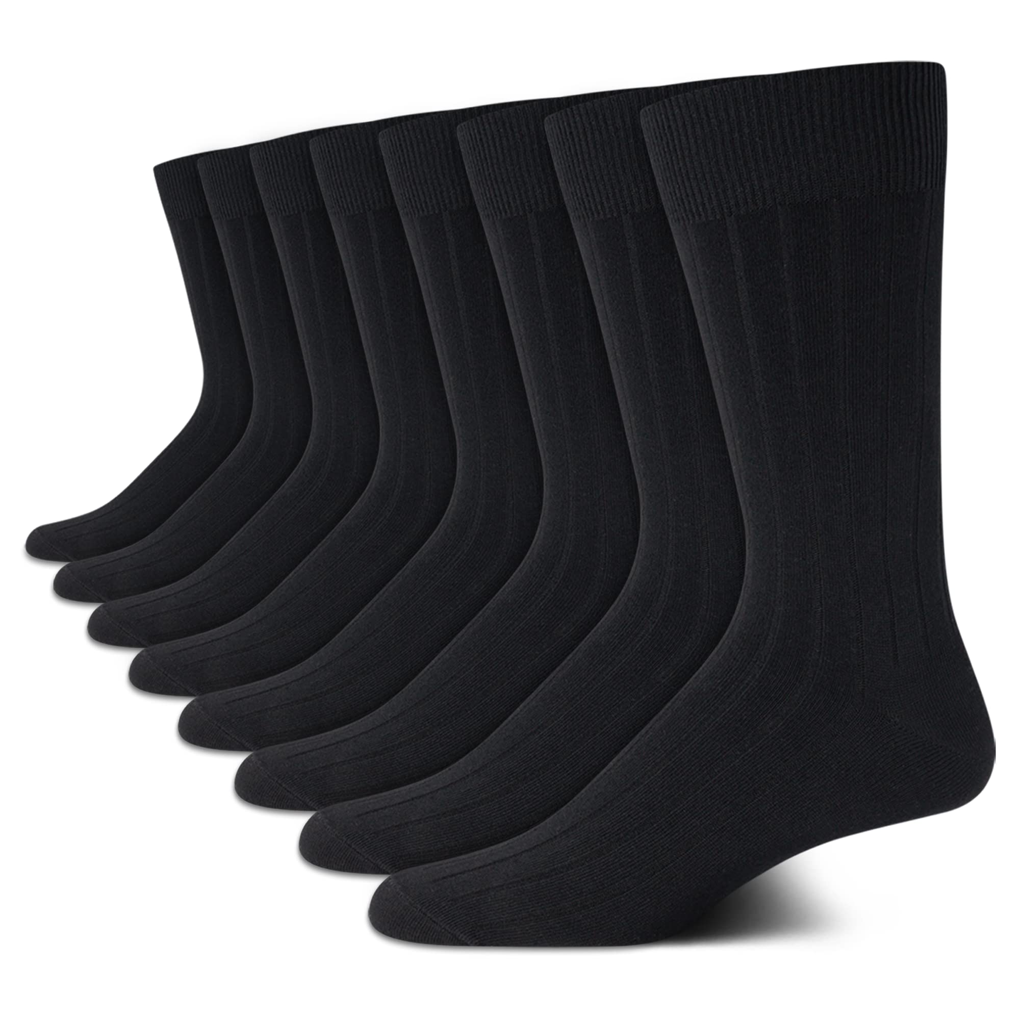 Calvin Klein Men's Dress Socks 8-Pack - Lightweight Cotton Blend Crew Socks for Business & Formal Wear - Comfortable Office, Wedding & Dress Socks for Men