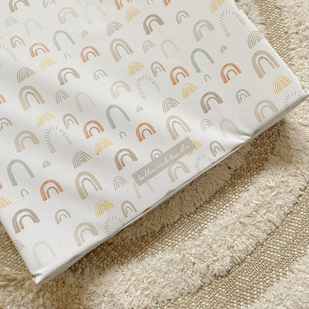Anti-Slip Baby Changing Mat with Wedge - Non-Toxic Waterproof Unisex Diaper Pad for Nursery & Travel - Rainbow Abstract Design for Boys & Girls