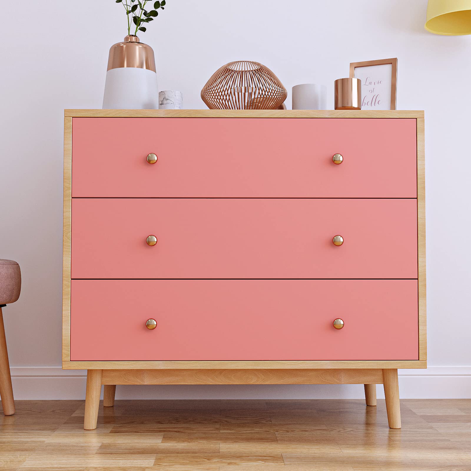 Self-Adhesive Matte Salmon Pink Vinyl Wallpaper - Removable Peel & Stick Wall Covering for Walls, Cabinets, Shelves (15.7