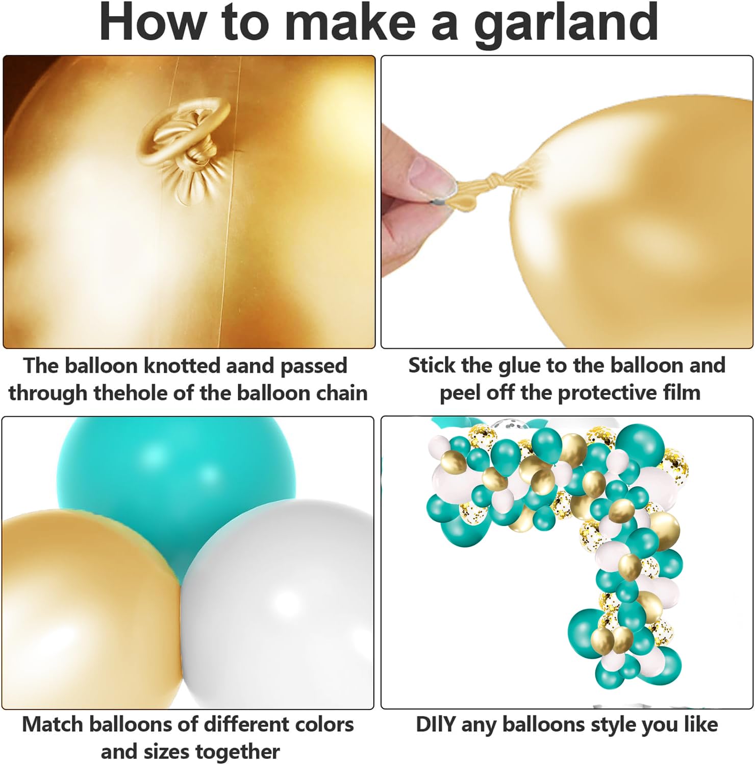 131pcs Teal & Gold Balloon Garland Kit - Elegant Birthday Party Decorations for Women, Bridal Showers & Weddings | Perfect for Indoor/Outdoor Celebrations & Photo Backdrops
