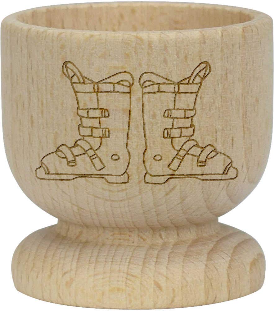 Azeeda Ski Boots Wooden Egg Cup Holder - Unique Kitchen Decor for Breakfast, Easter, and Holiday Table Setting (EC00014630) - Perfect for Coffee Shops, Restaurants, and Home Dining