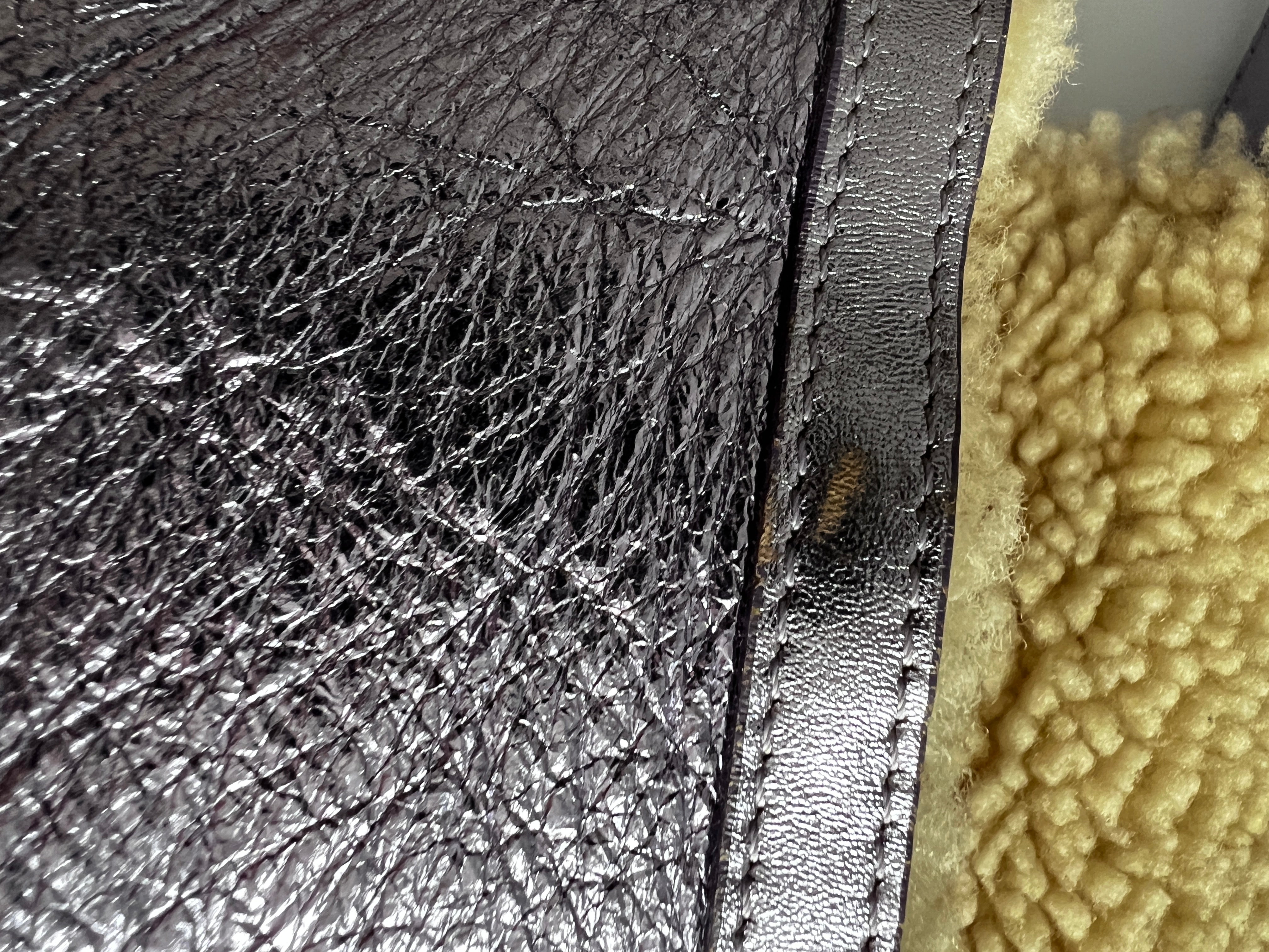 Fendi Purple Metallic Shearling Baguette Bag - Luxury Designer Crossbody Purse for Women, Perfect for Parties, Dates & Evening Events