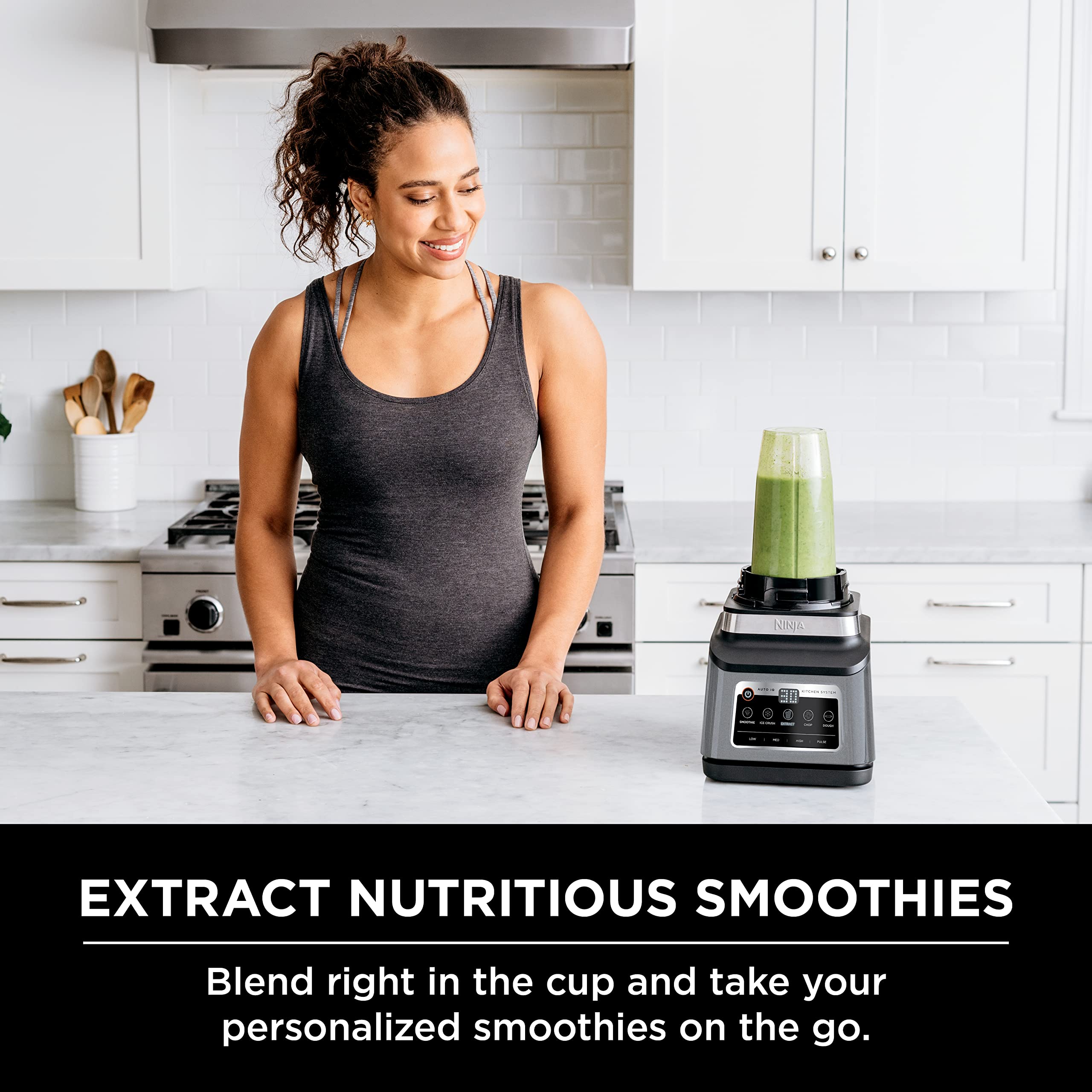 Ninja BN801 Professional Plus Kitchen System - 1400W High-Powered Blender for Smoothies, Chopping, Dough & More with Auto IQ Technology | Includes 72oz Blender Pitcher, 64oz Processor Bowl & 2x 24oz To-Go Cups | Perfect for Meal Prep, Healthy Juicing & Family Cooking (Grey)