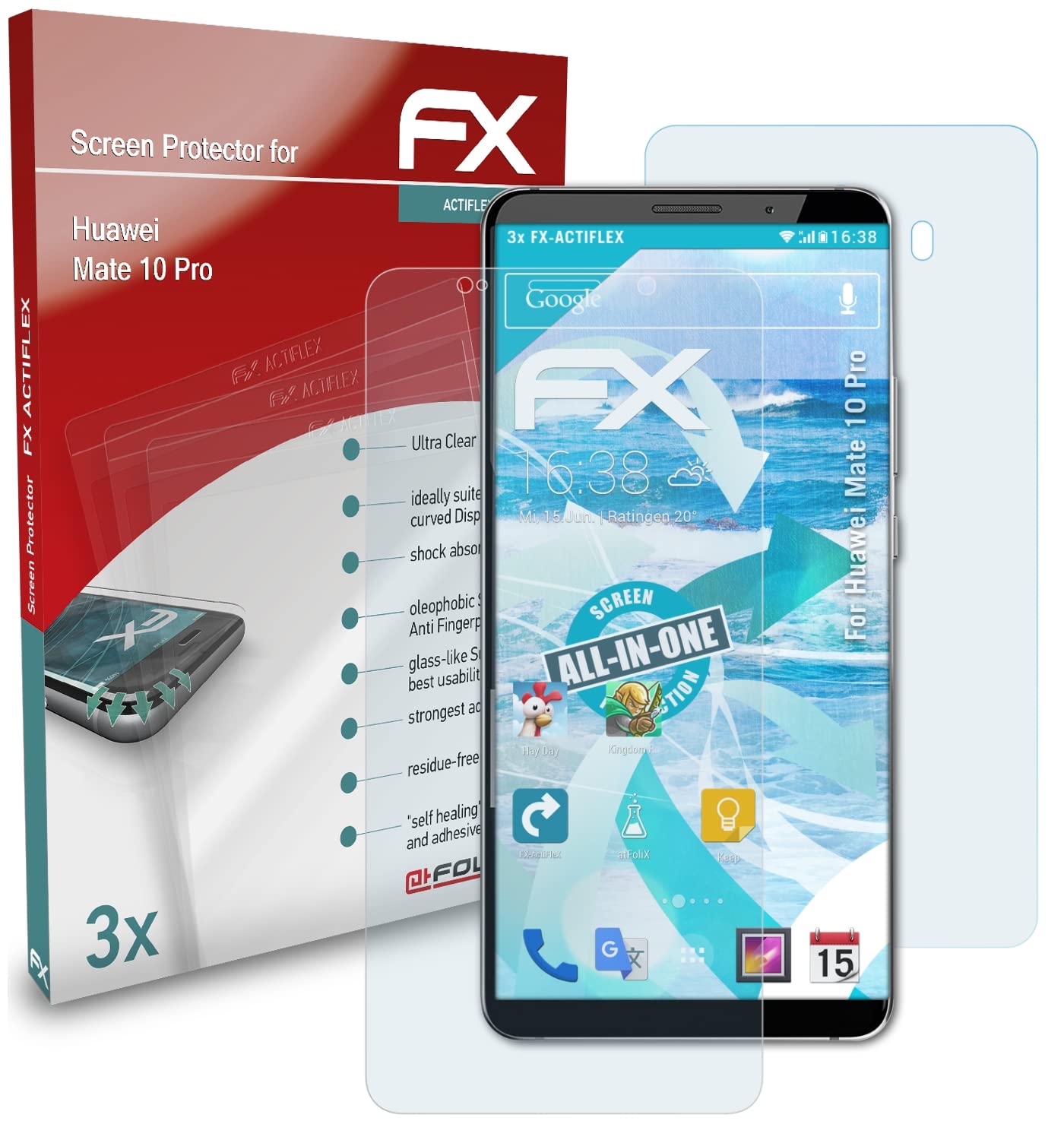 Ultra Clear Flexible Screen Protector for Huawei Mate 10 Pro - 3 Pack HD Anti-Scratch Film for Daily Protection, Gaming & Work Use