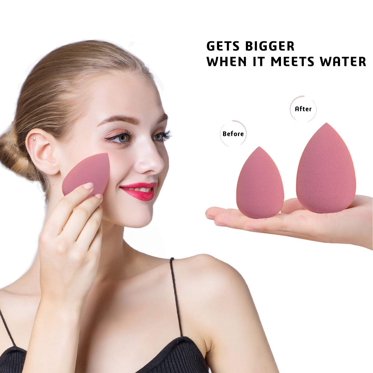 7 Pcs Makeup Blender Sponge Set - Soft Beauty Blending Sponge for Foundation, Cream & Powder with Travel Case & Cleaning Bottle | Perfect for Professional Makeup, Travel & Daily Beauty Routine (Pink with Hard Case)