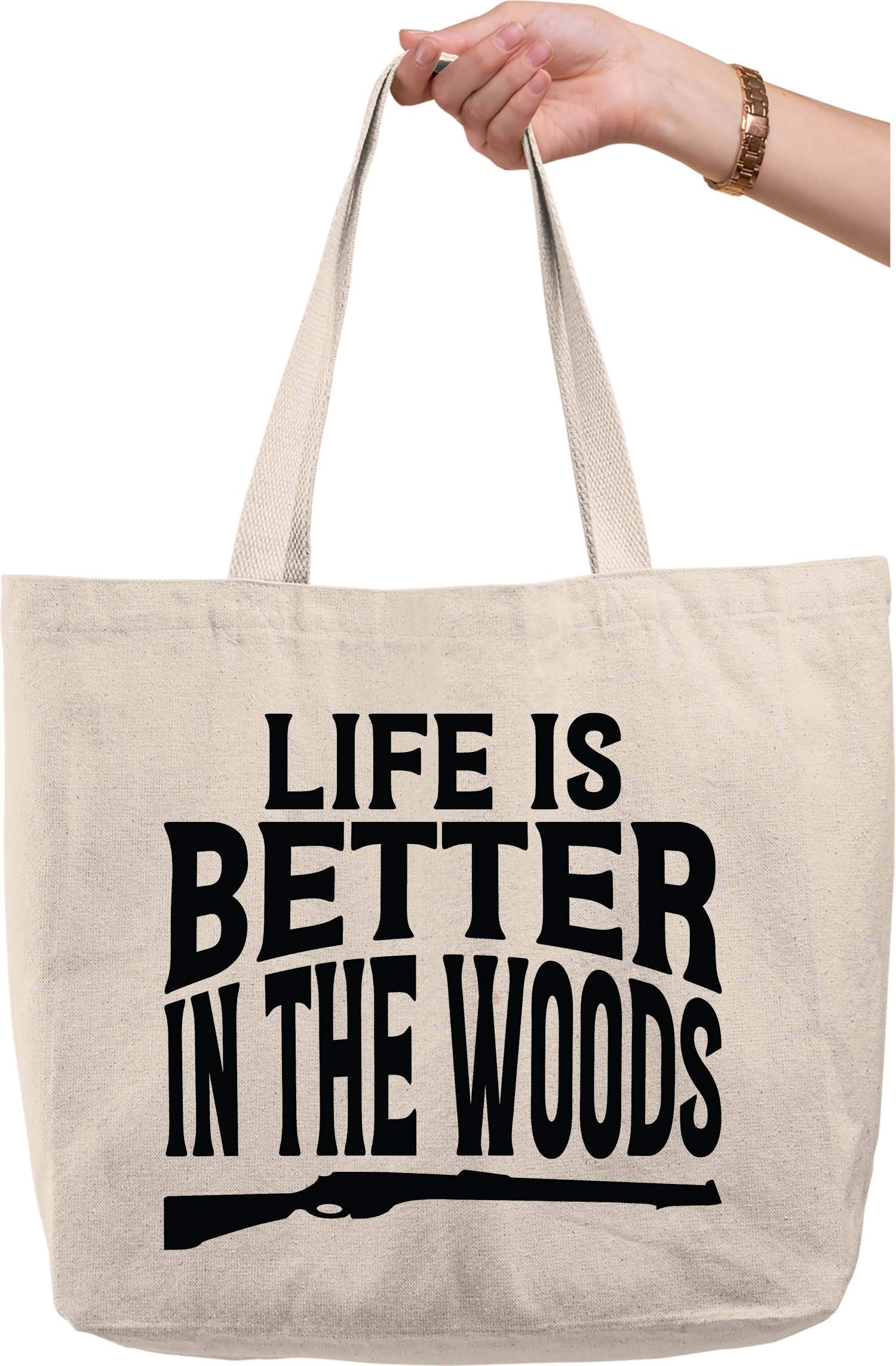 Stylish Natural Canvas Tote Bag for Hunting & Outdoor Enthusiasts - Perfect Gift for Hunters, Gun & Rifle Lovers - Durable Woods-Themed Shoulder Bag for Camping, Hiking & Daily Use