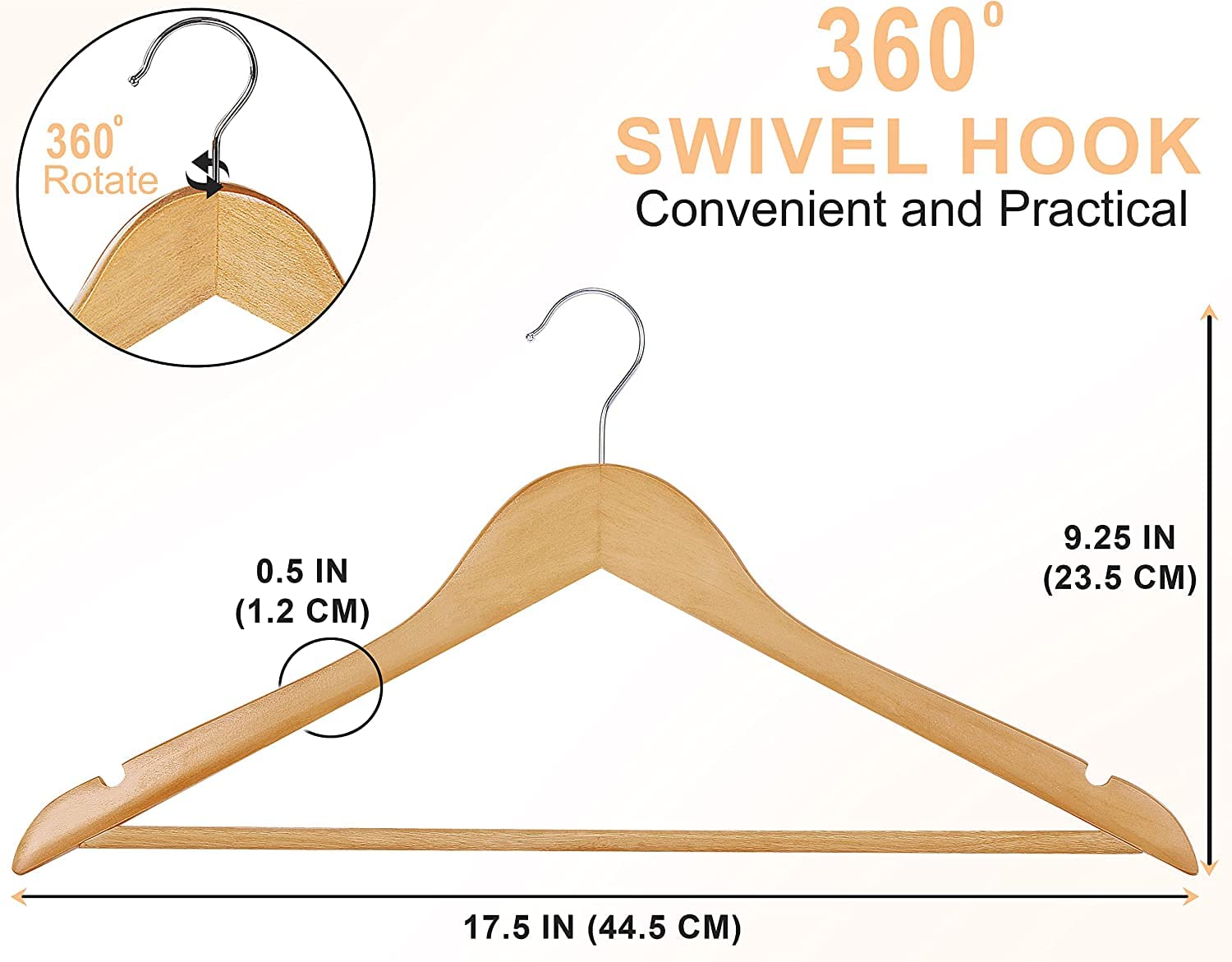 Utopia Home 30-Pack Premium Wooden Hangers - Slim & Durable Coat Hangers with 360° Rotatable Hook - Natural Wood Suit Hangers with Shoulder Grooves - Perfect for Closet Organization & Garment Protection
